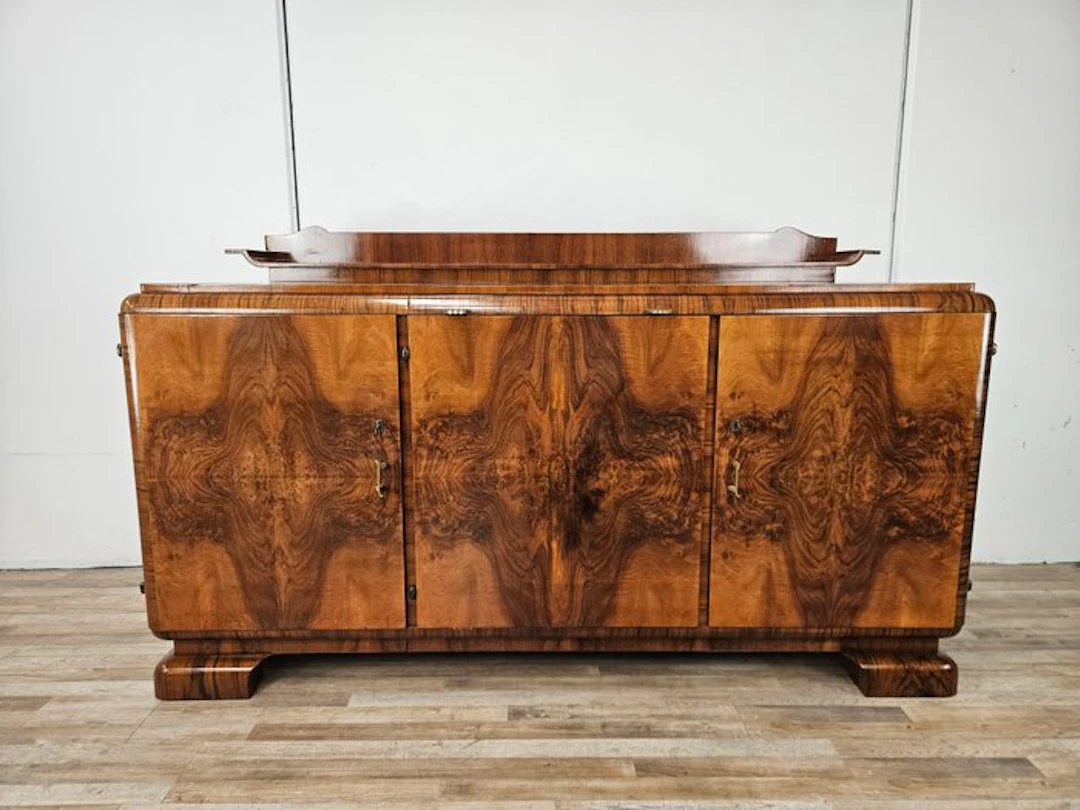 Credenza - French Art Deco sideboard, 1940s, walnut - Burr walnut