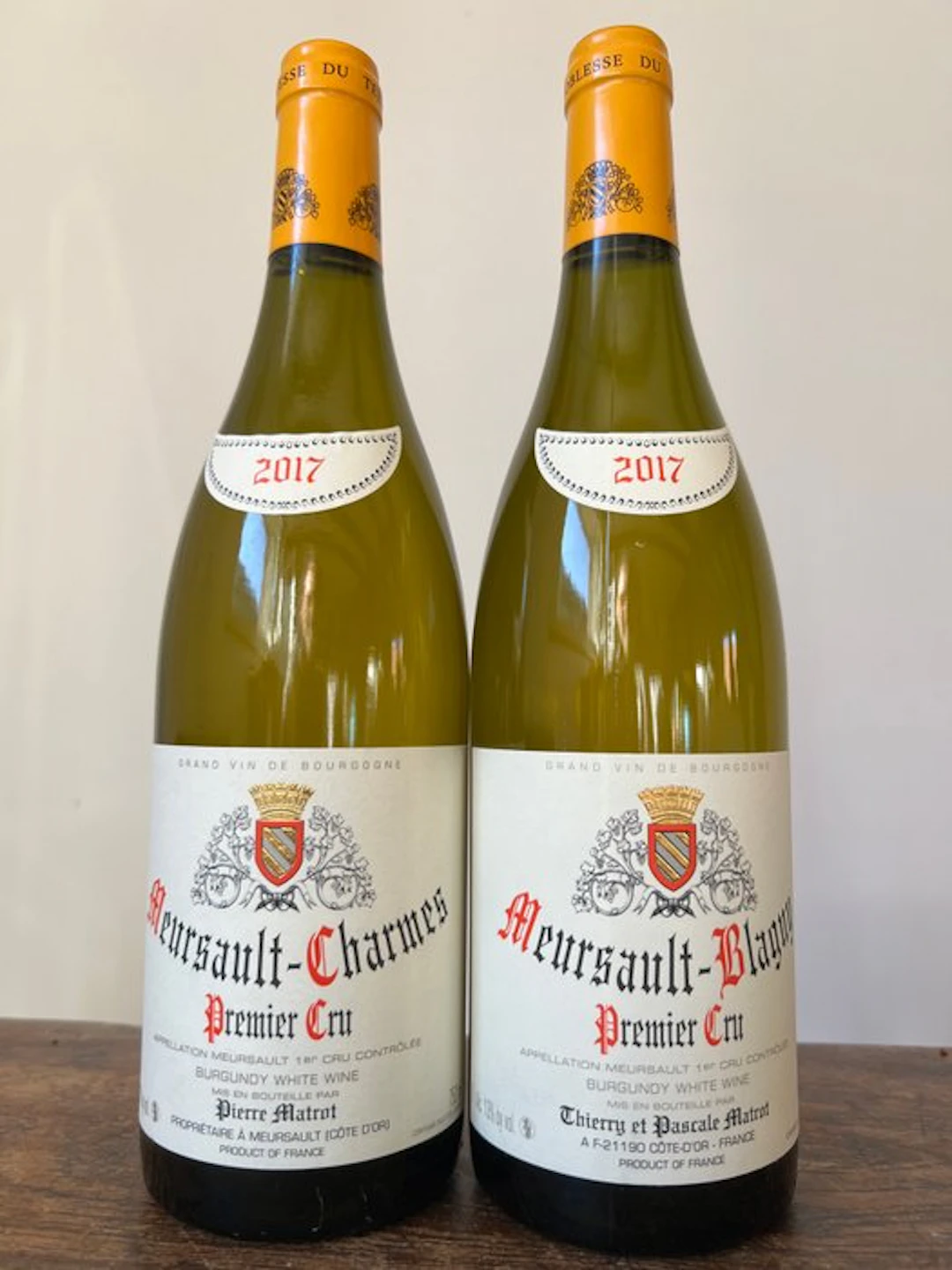 2017 Domaine Matrot "Charmes" & "Blagny" - Meursault 1er Cru - 2 Bottles
