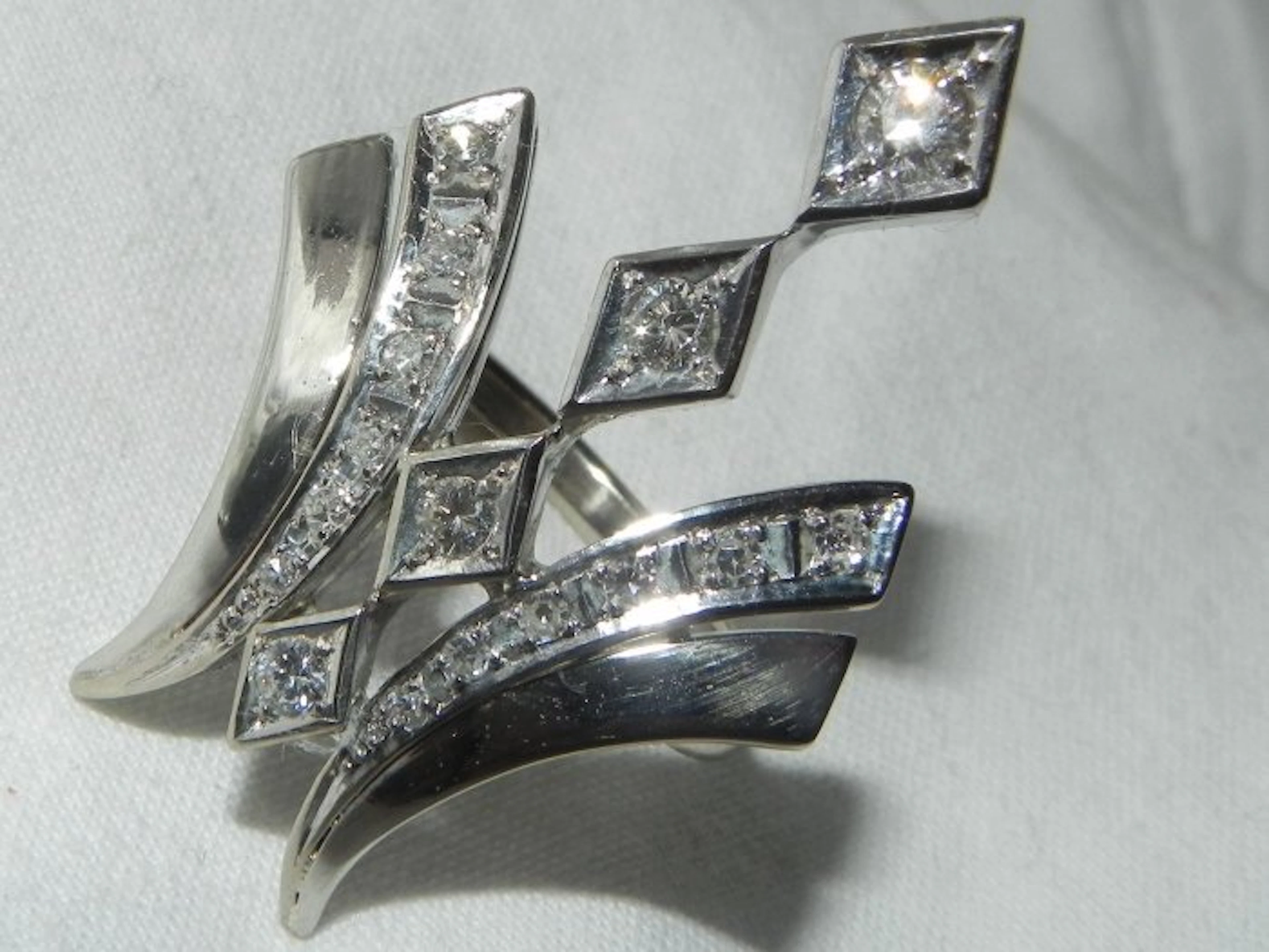 Ring - 14 kt. White gold Diamond (Natural) - Diamond