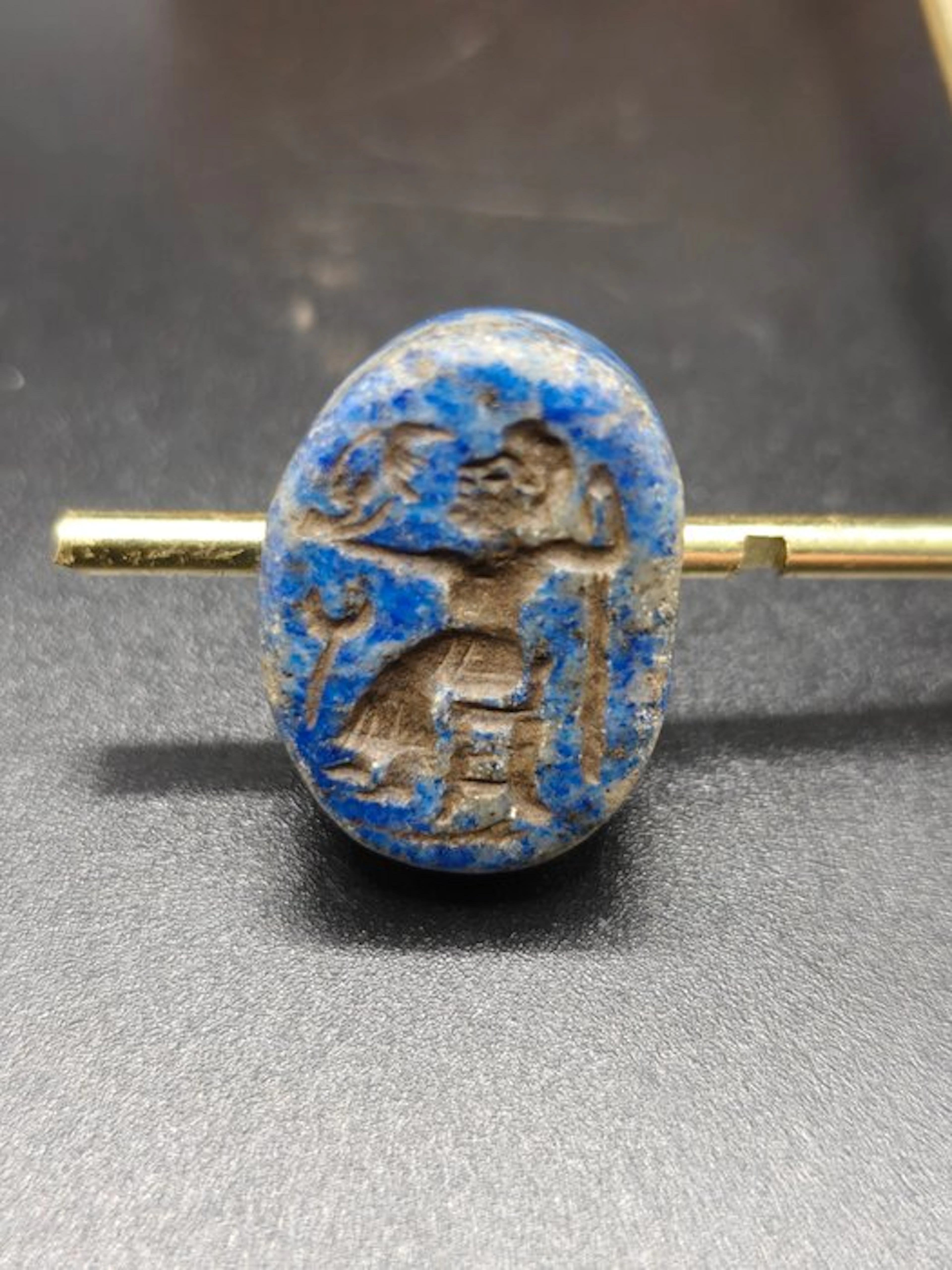 Old Near Eastern Lapis Lazuli Intaglio Seal - Height...