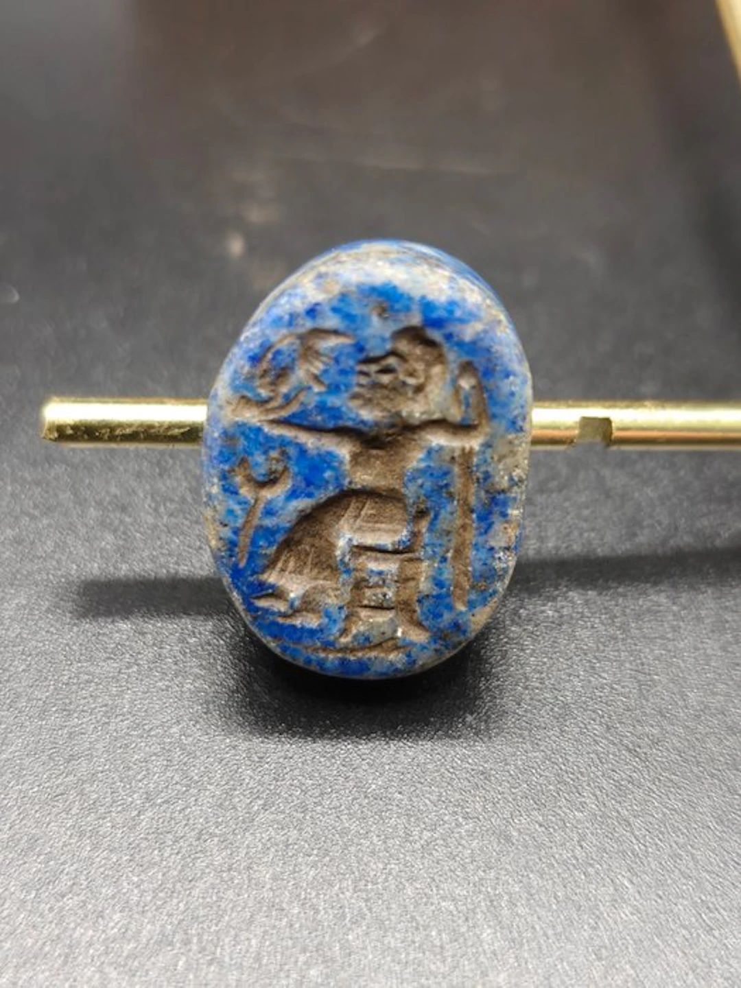 Old Near Eastern Lapis Lazuli Intaglio Seal - Height...