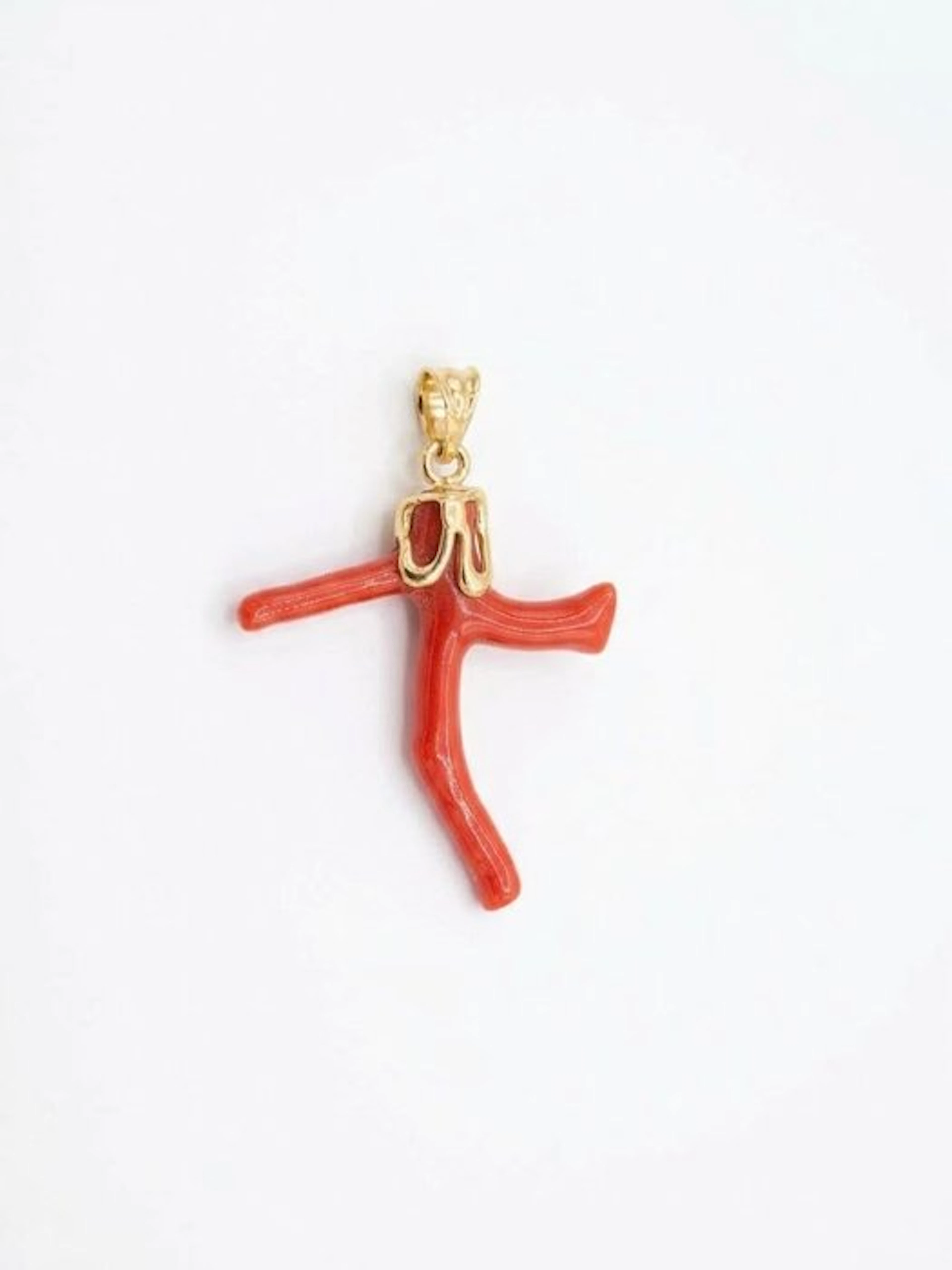 No reserve price - Pendant Silver Coral - Coral - Natural Red Cross