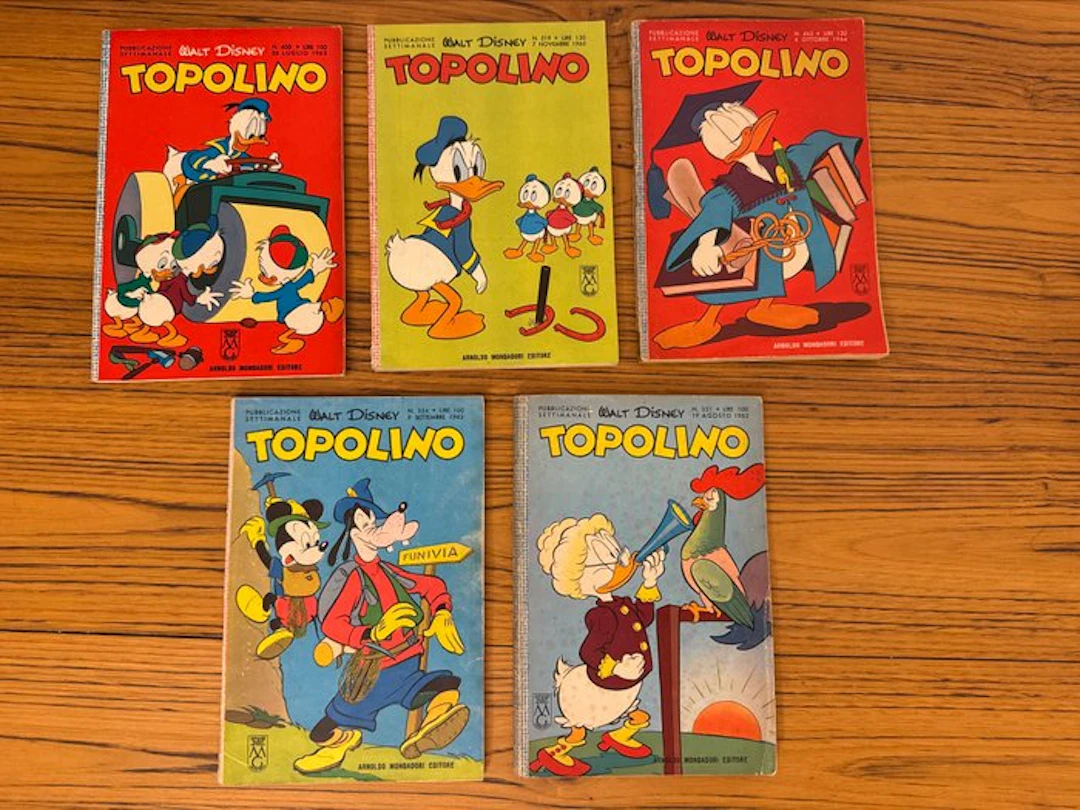 Topolino nn. 351-354-400-462-519 - 5 Comic - 1962/1965