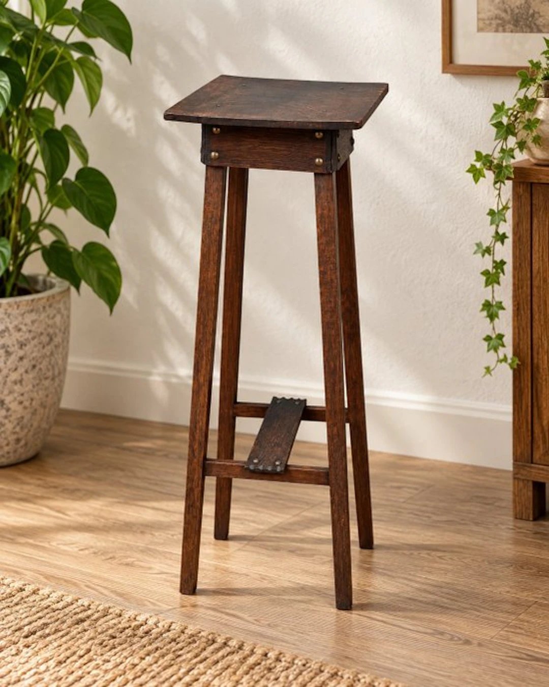 Eikenhouten plantentafel met metalen details - Plant...