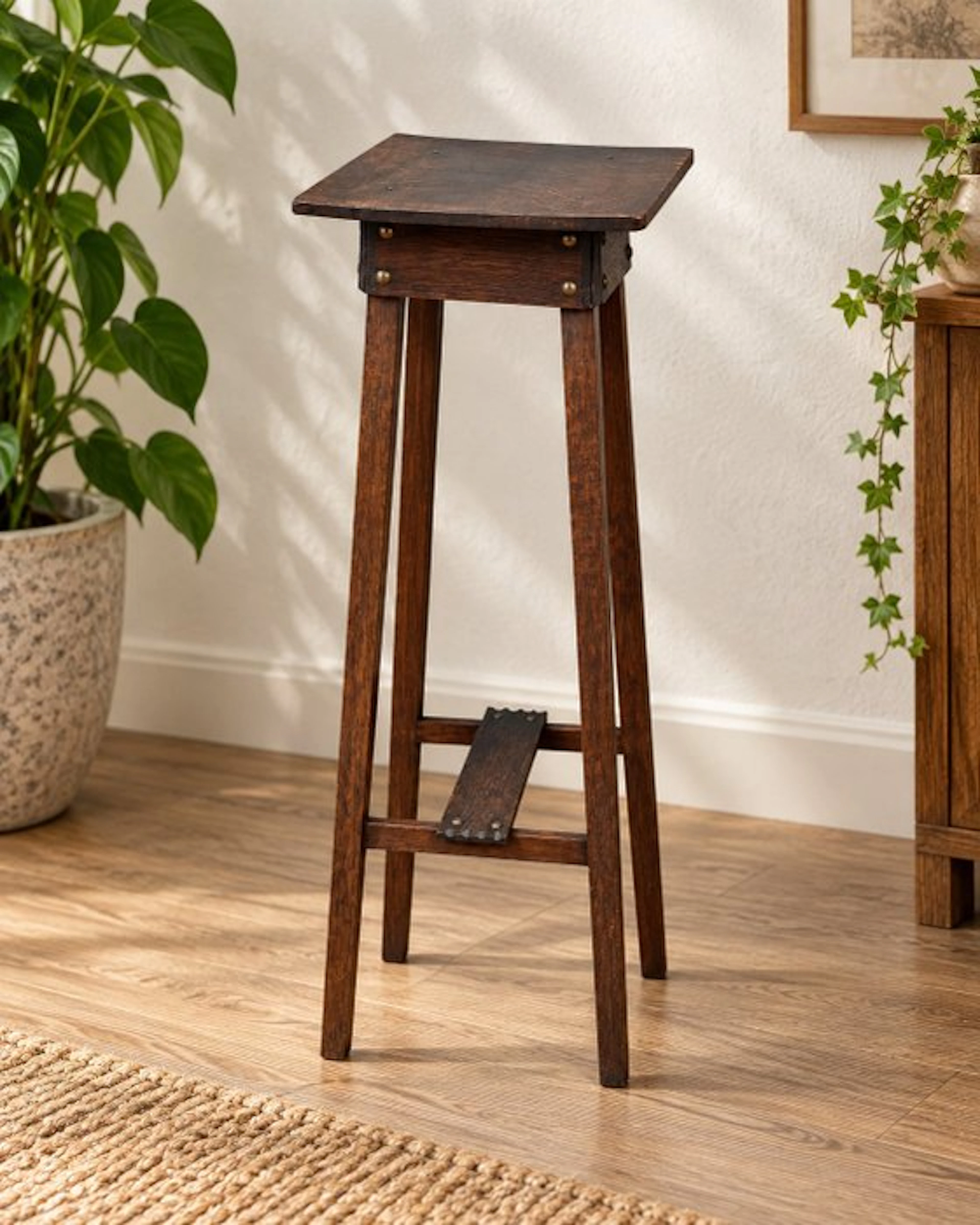 Eikenhouten plantentafel met metalen details - Plant...
