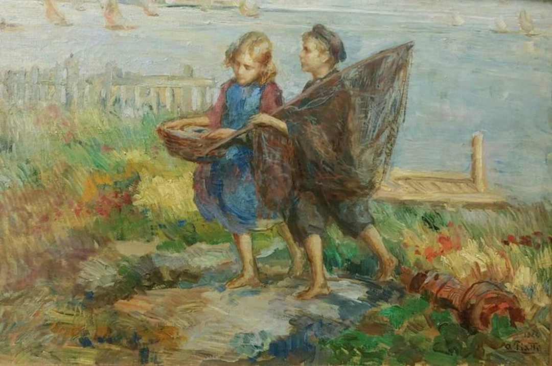 Antonio Piatti (1875-1962) - Piccoli pescatori