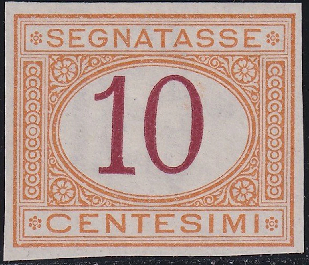 Italy Kingdom 1870 - Specimen stamp 10c ochre and carmine...