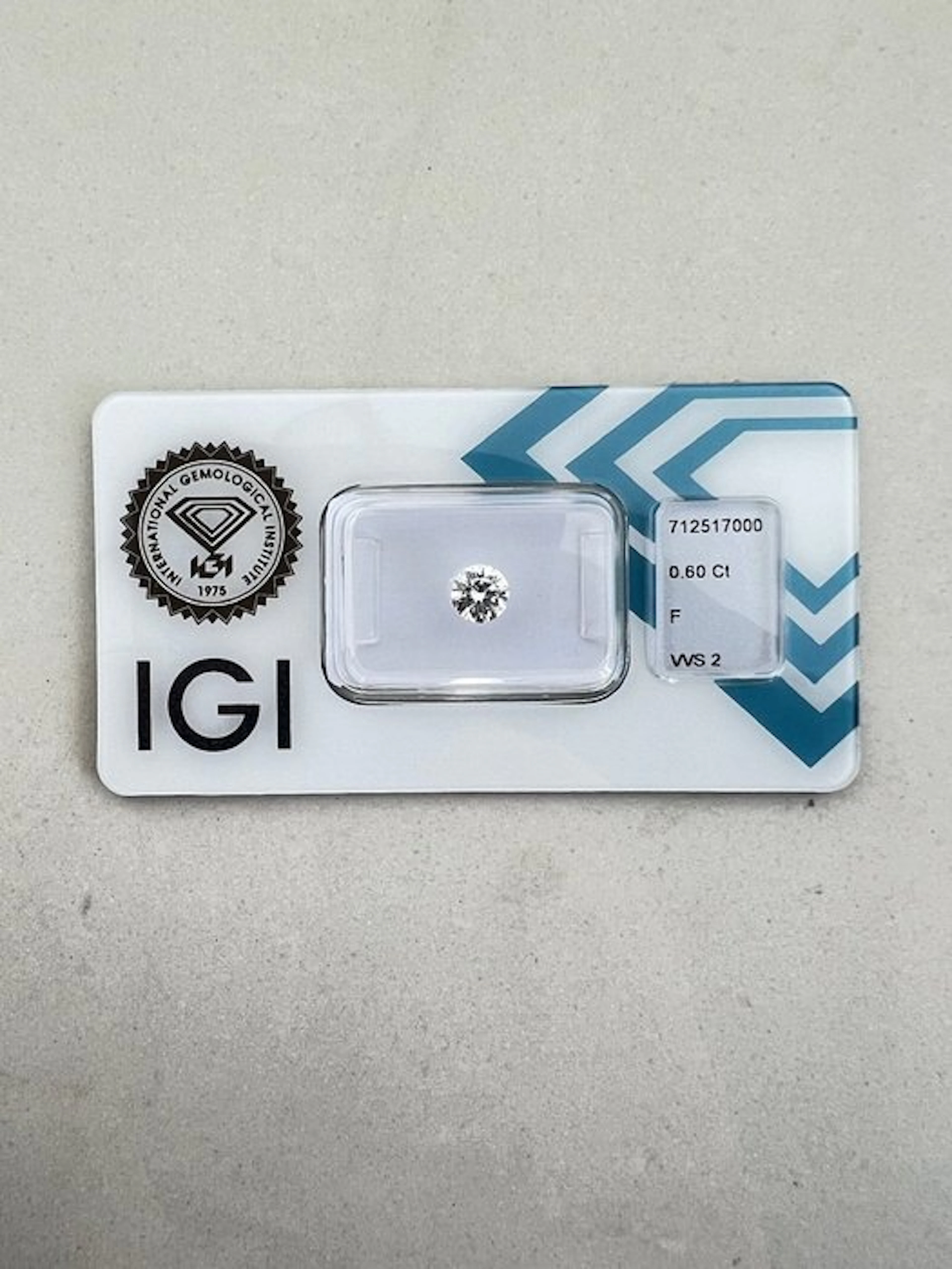 1 pcs Diamond (Natural) - 0.60 ct - Round - F - VVS2...