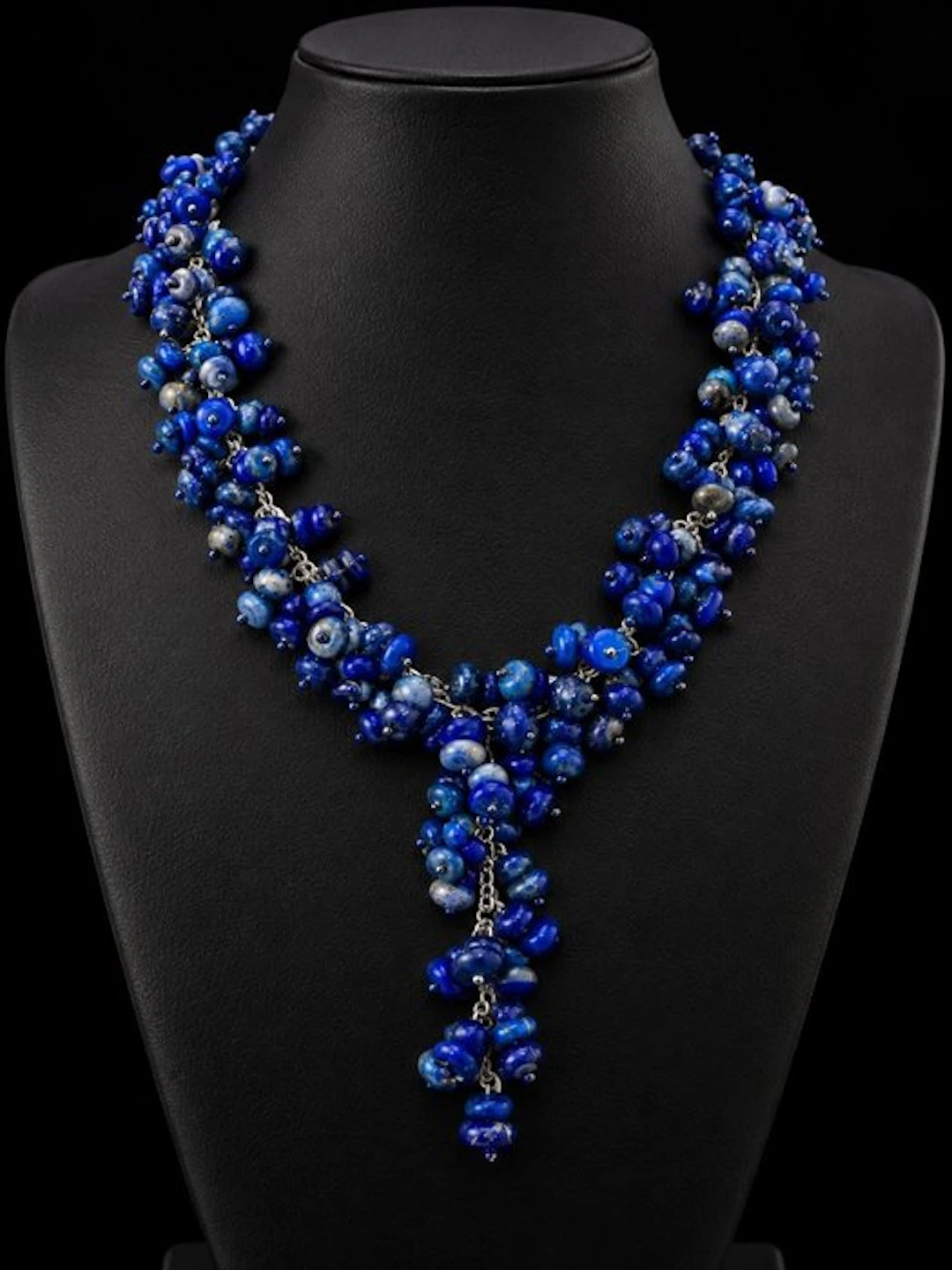 Natural Lapis Lazuli Bead Cluster Necklace - Necklace