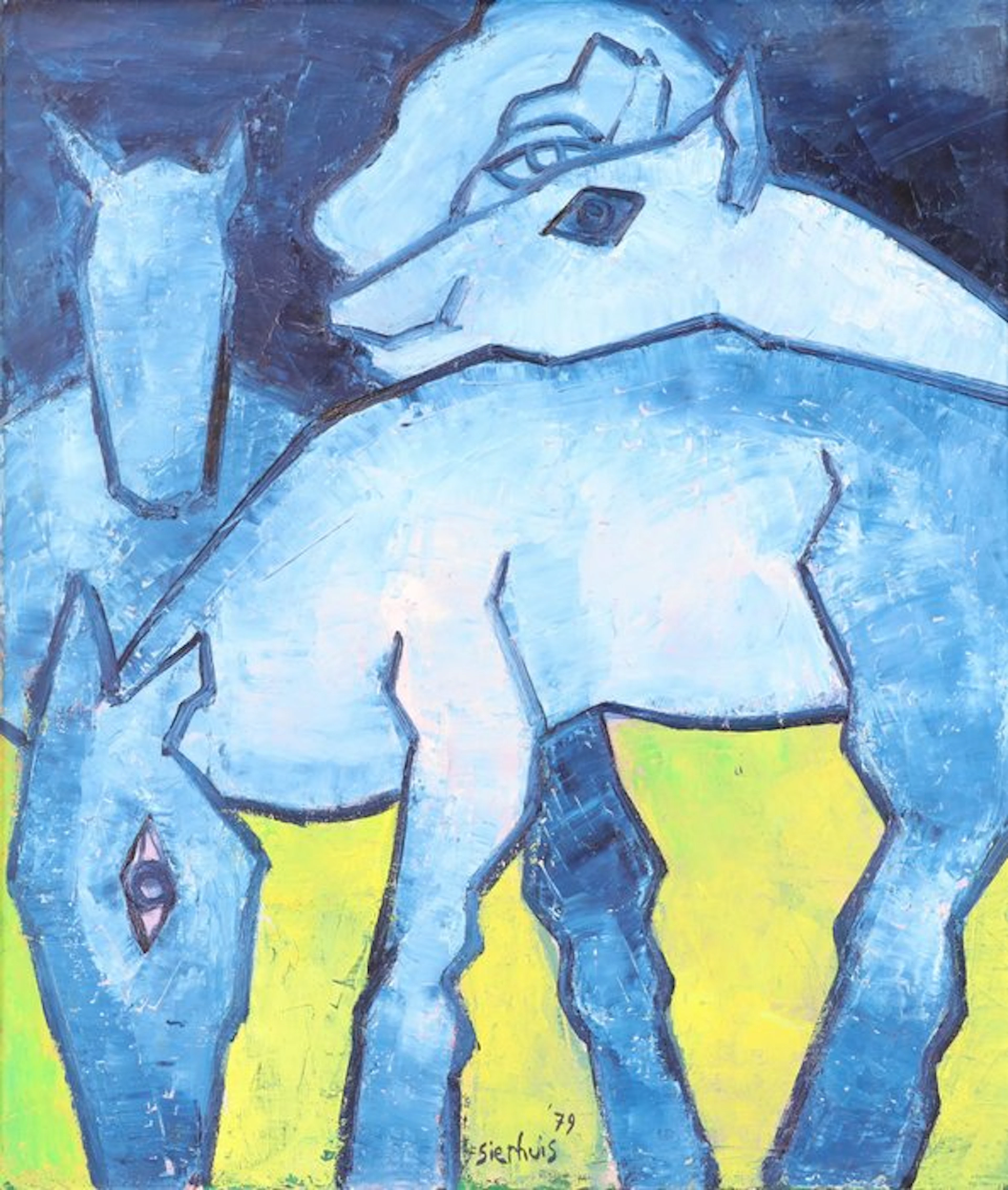 Jan Sierhuis (1928-2023) - Witte paarden