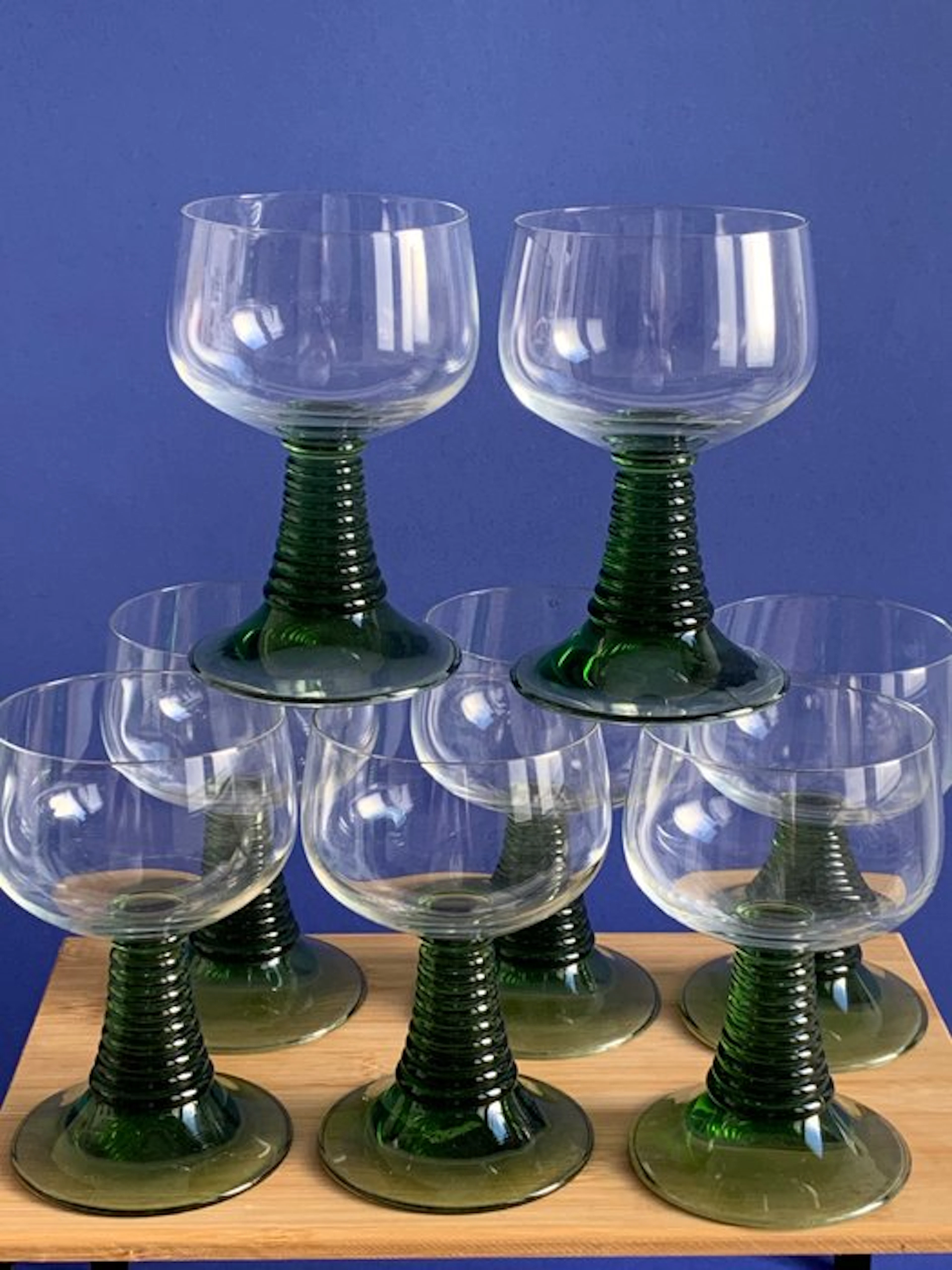 Wine glass (8) - Roemer glass - hand-blown clear goblet...
