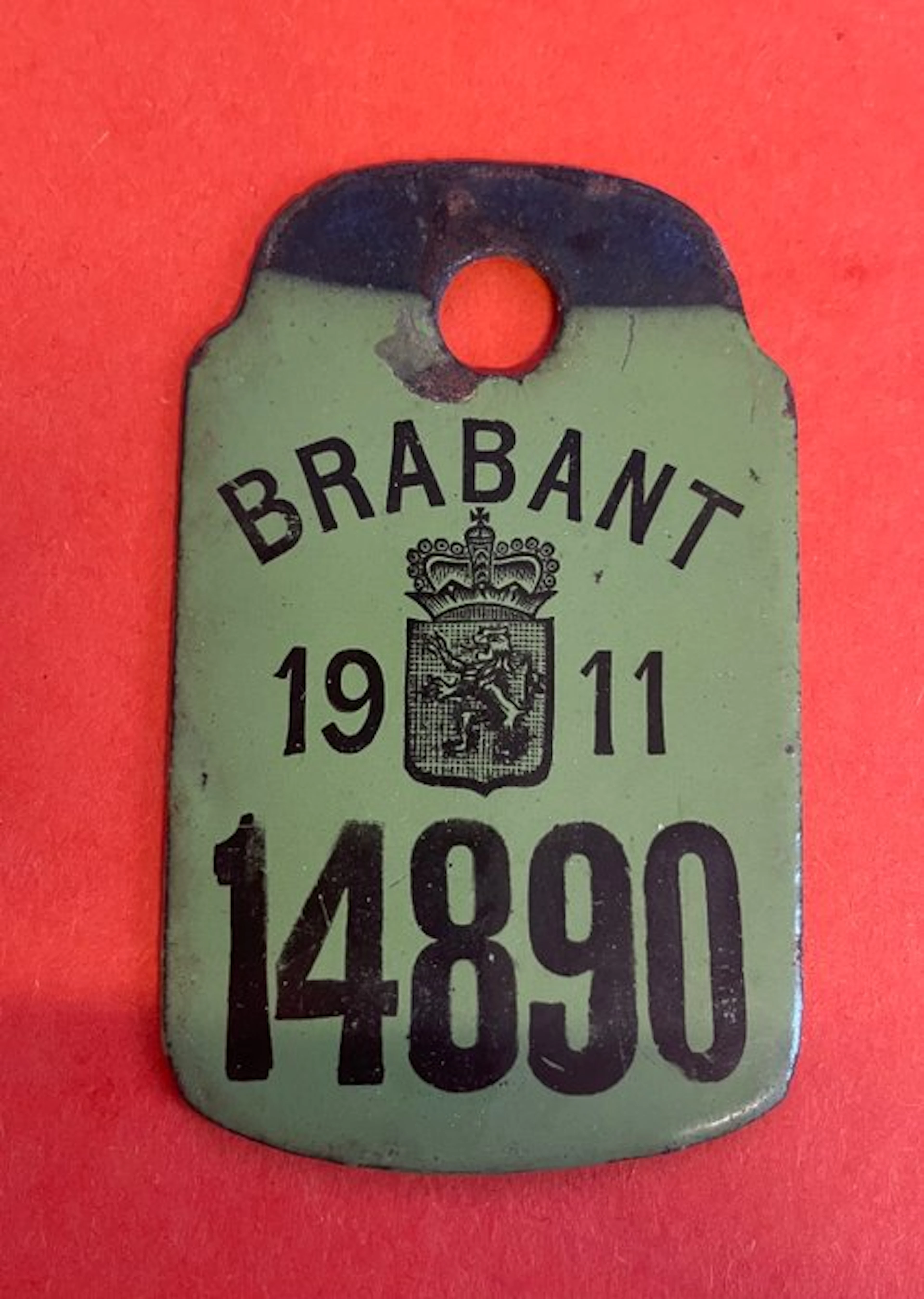 Number plate - Belgium - Brabant - Original 1911 bicycle...
