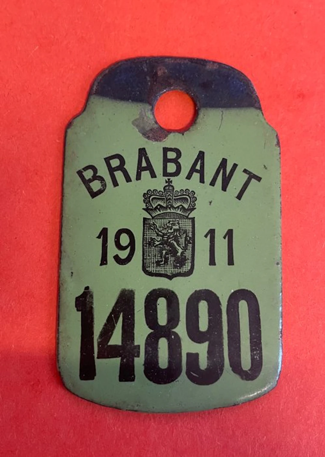 Number plate - Belgium - Brabant - Original 1911 bicycle...