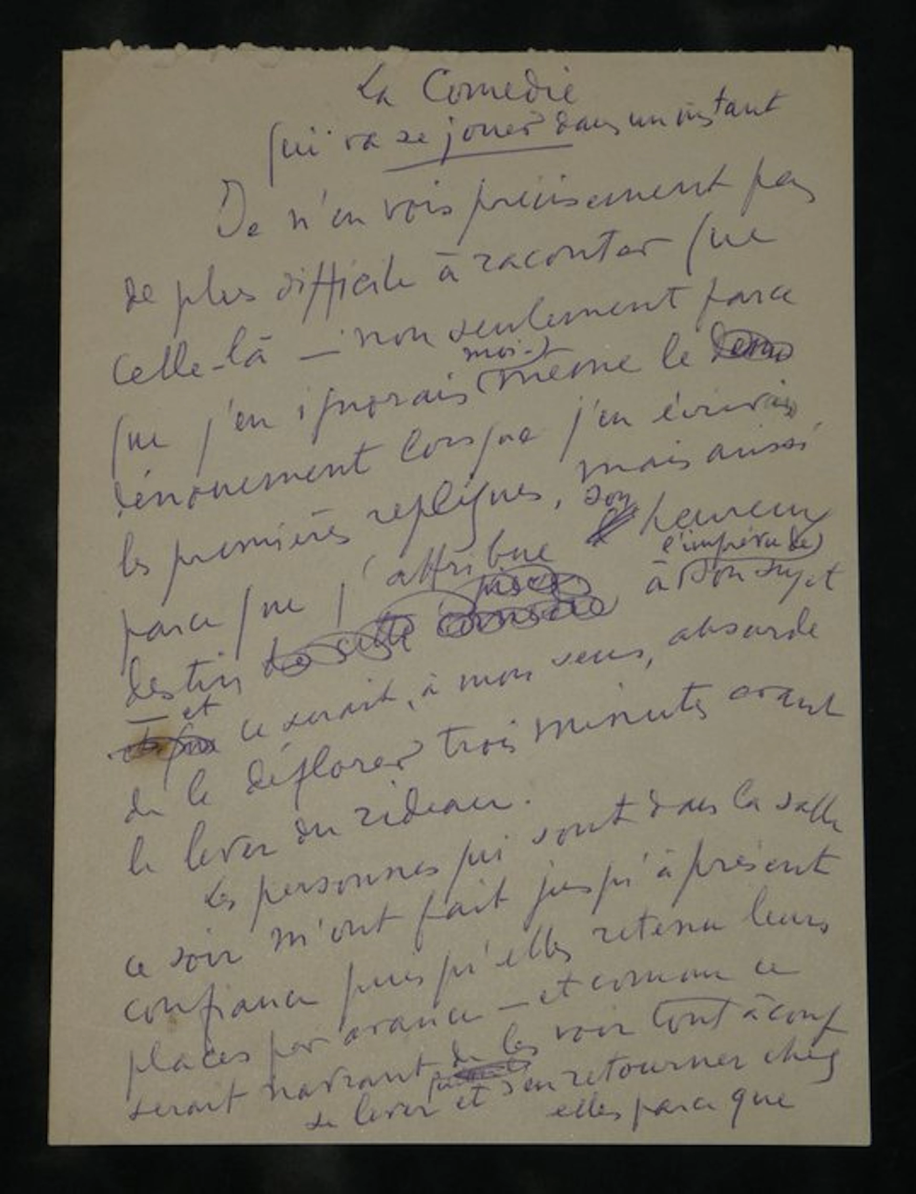 Sacha Guitry - Manuscrit autographe - Discours avant le lever du rideau - 1945