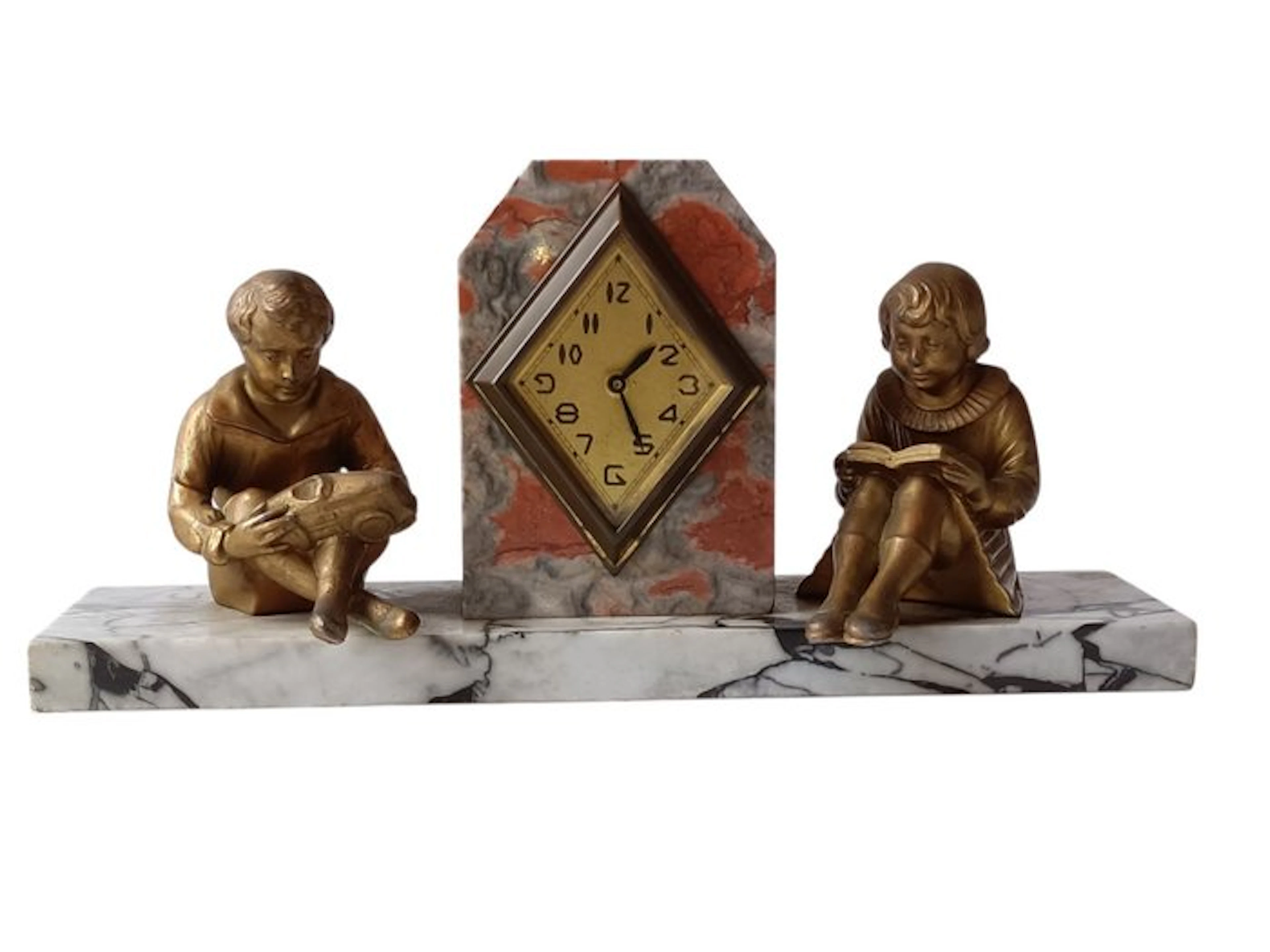 Clock - Art Deco Marble, spelter - 1920-1930