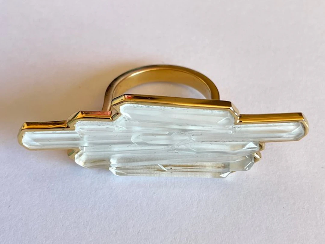 René Lalique - “Terramineral” (bagged) - Gold-plated, Crystal - Ring