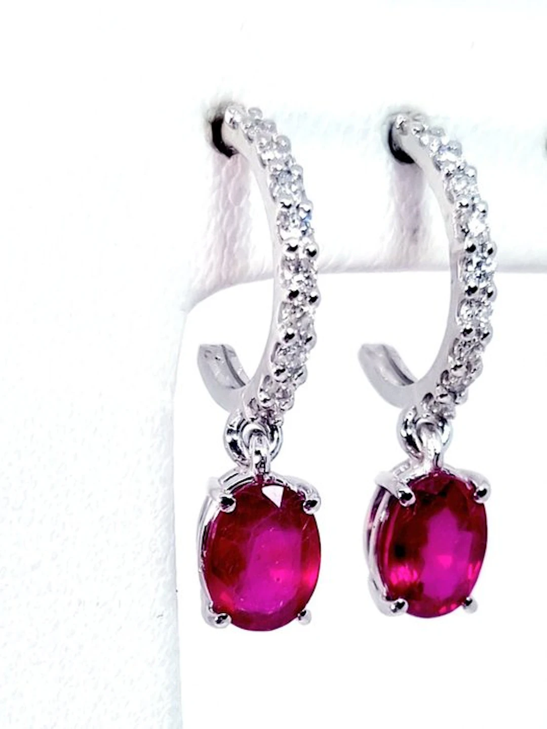 Earrings - 18 kt. White gold Ruby - Diamond