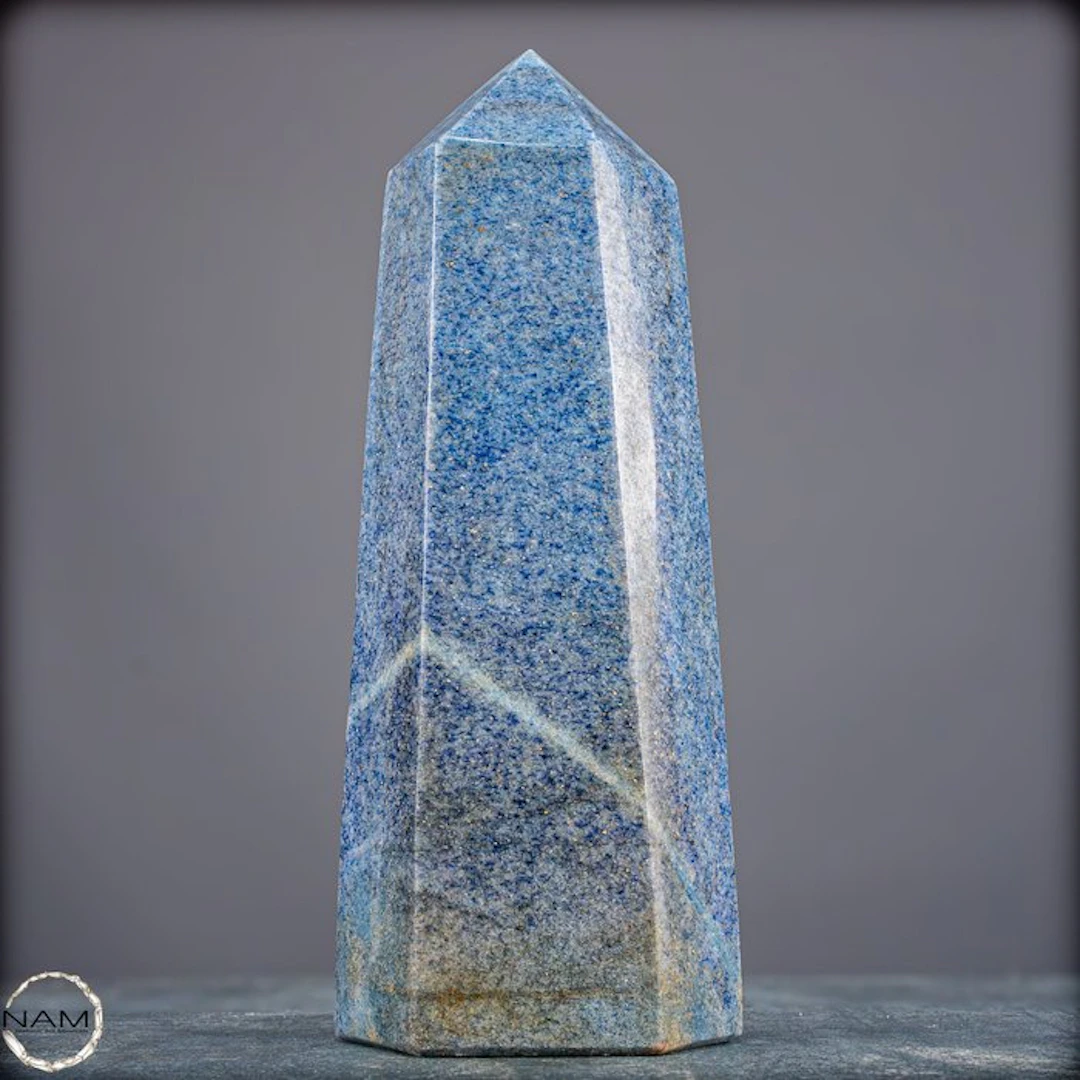 Natural lazulite obelisk from Madagascar – Elegant...