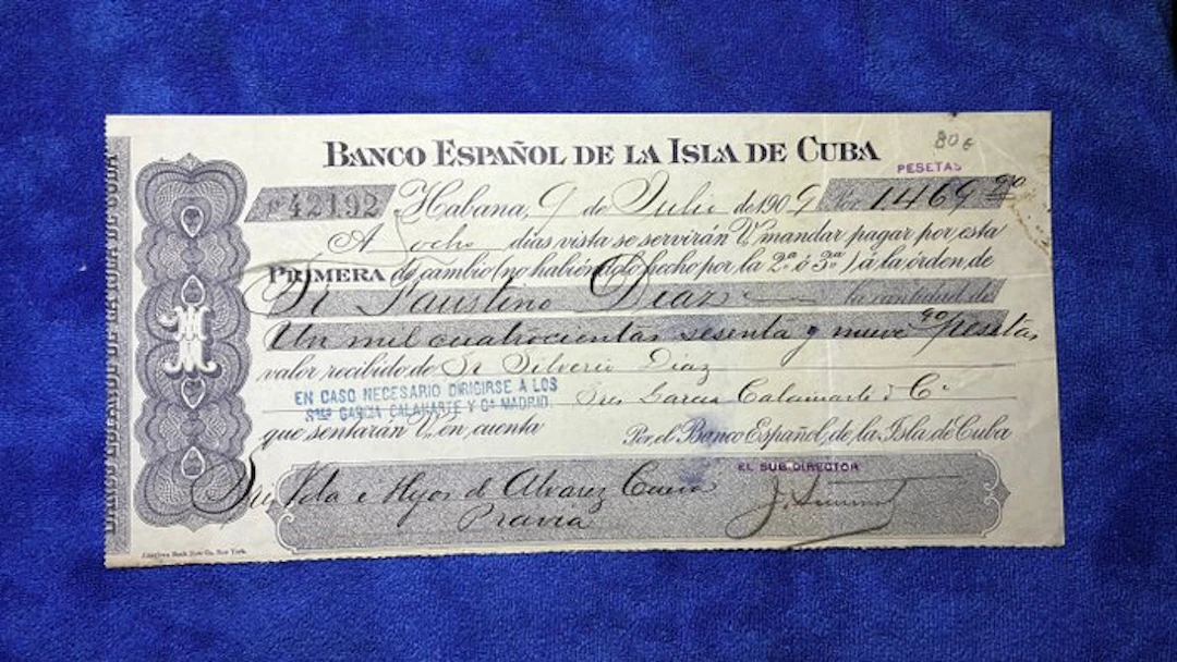 Spain. 1 Lettera di cambio 1909 1909