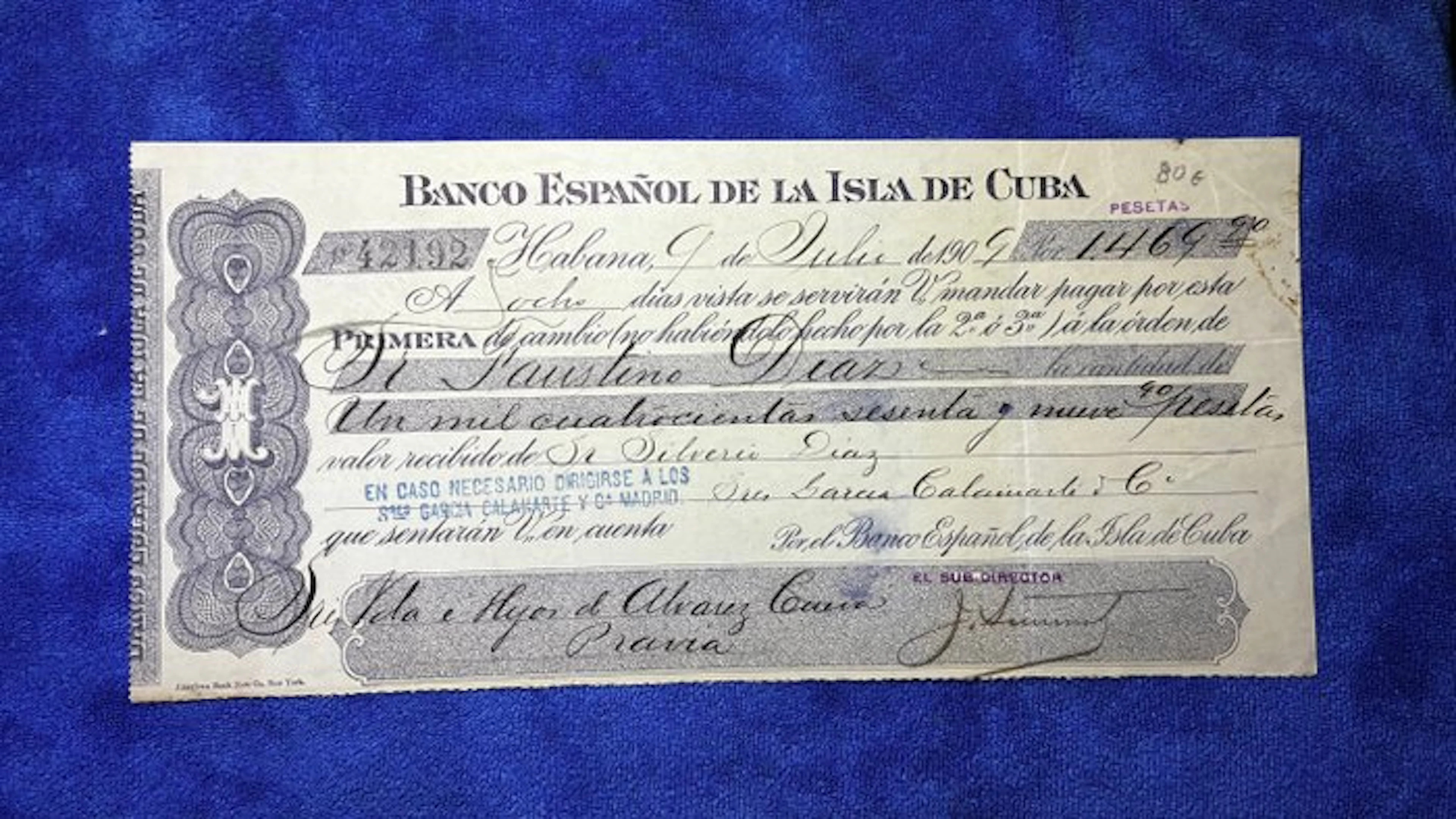 Spain. 1 Lettera di cambio 1909 1909
