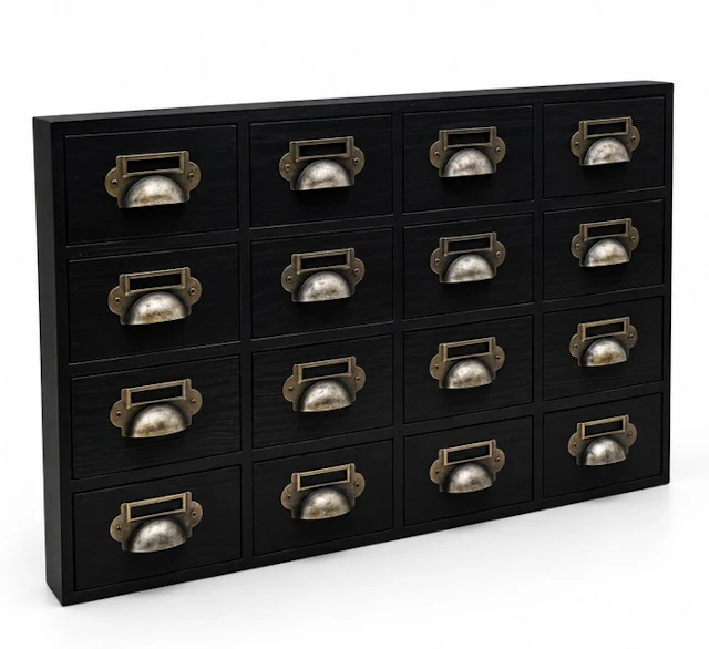 Armoire d'apothicaire - Bureau cabinet - 16 storage compartments - Wood