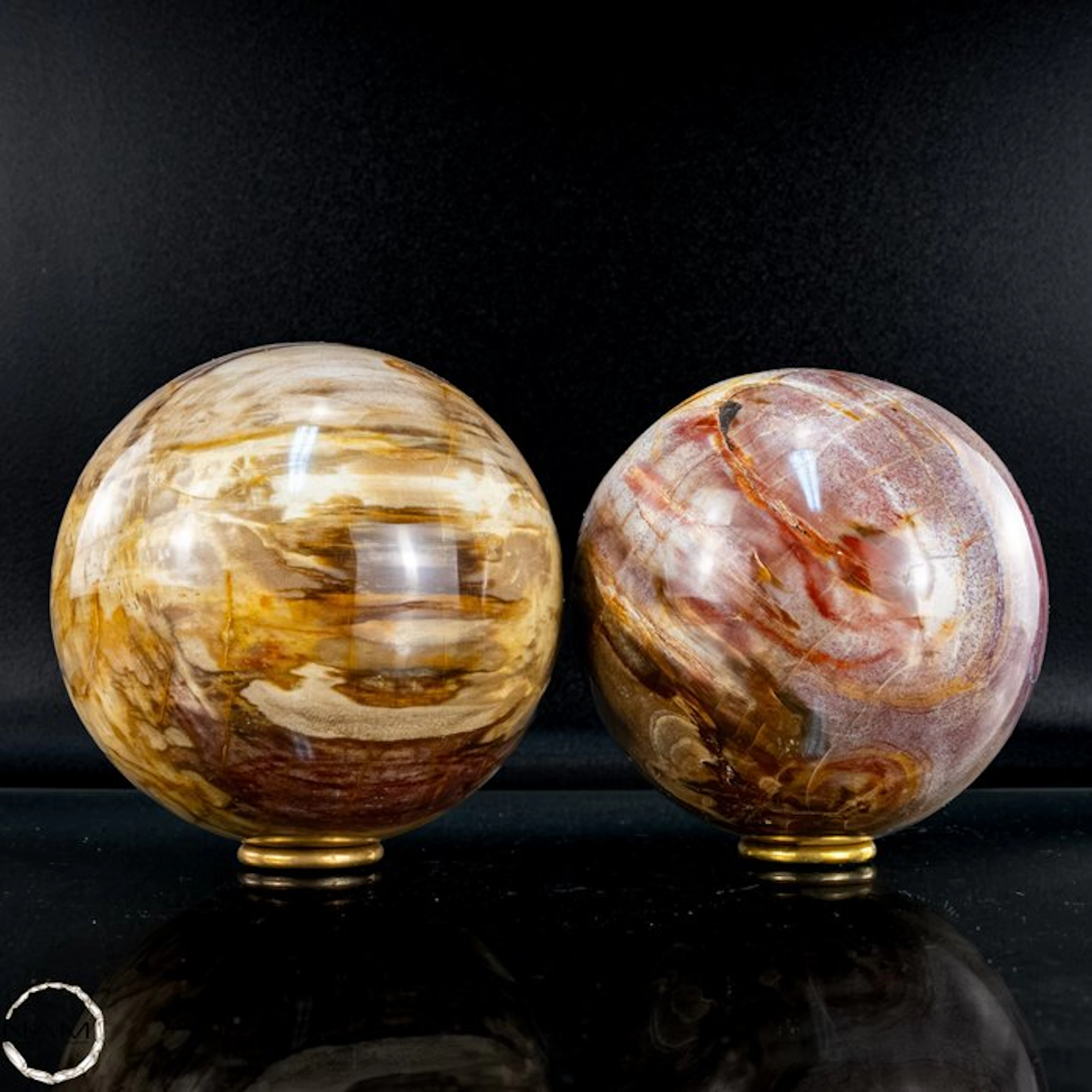 Fossilized wood ball set – two fascinating natural stone...