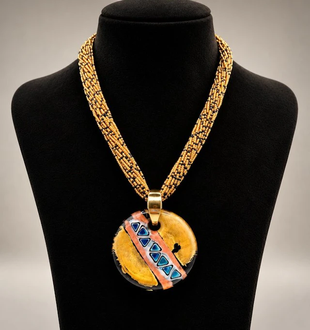 Murano glass - Necklace - 24K gold leaf necklace
