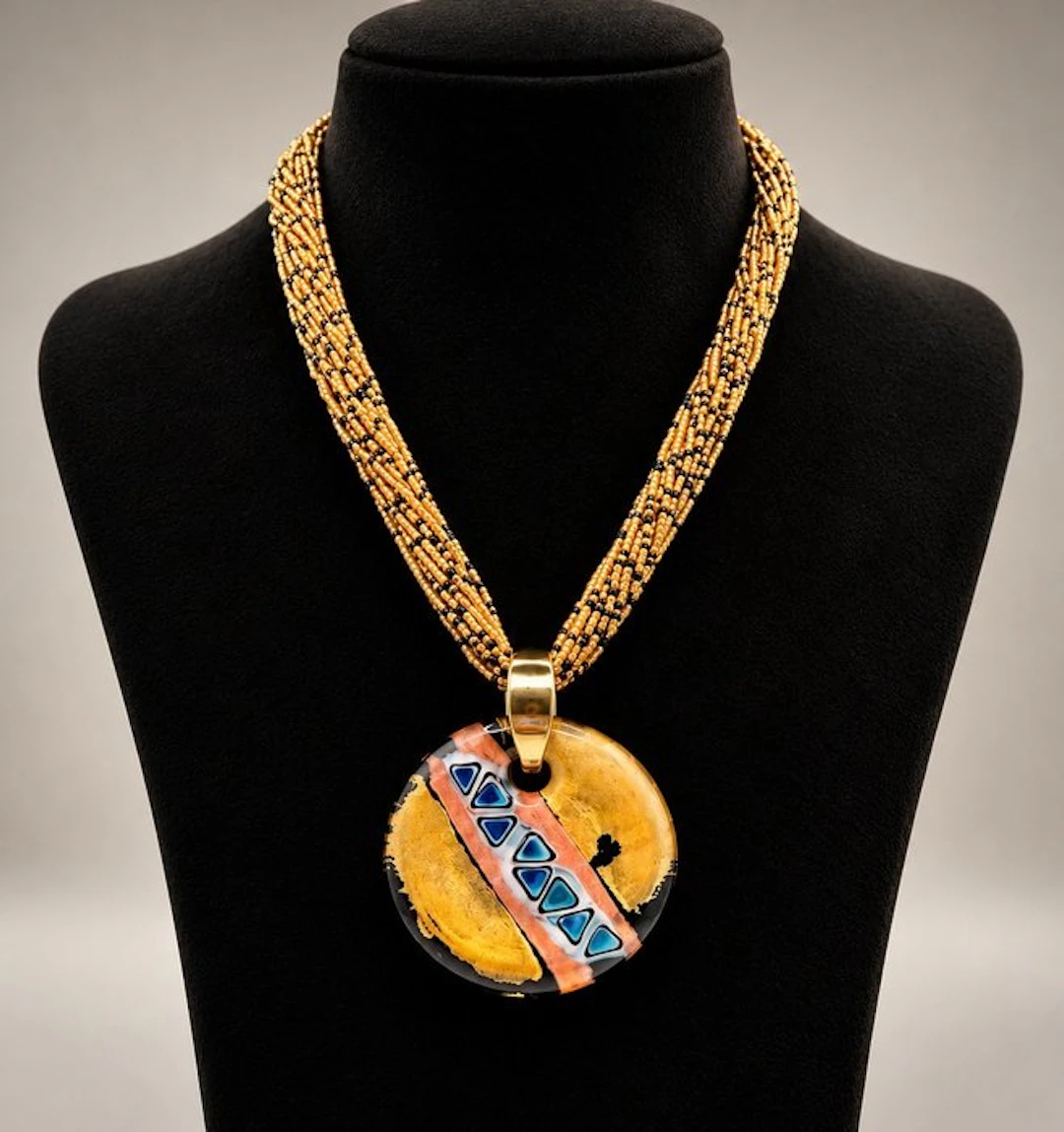 Murano glass - Necklace - 24K gold leaf necklace