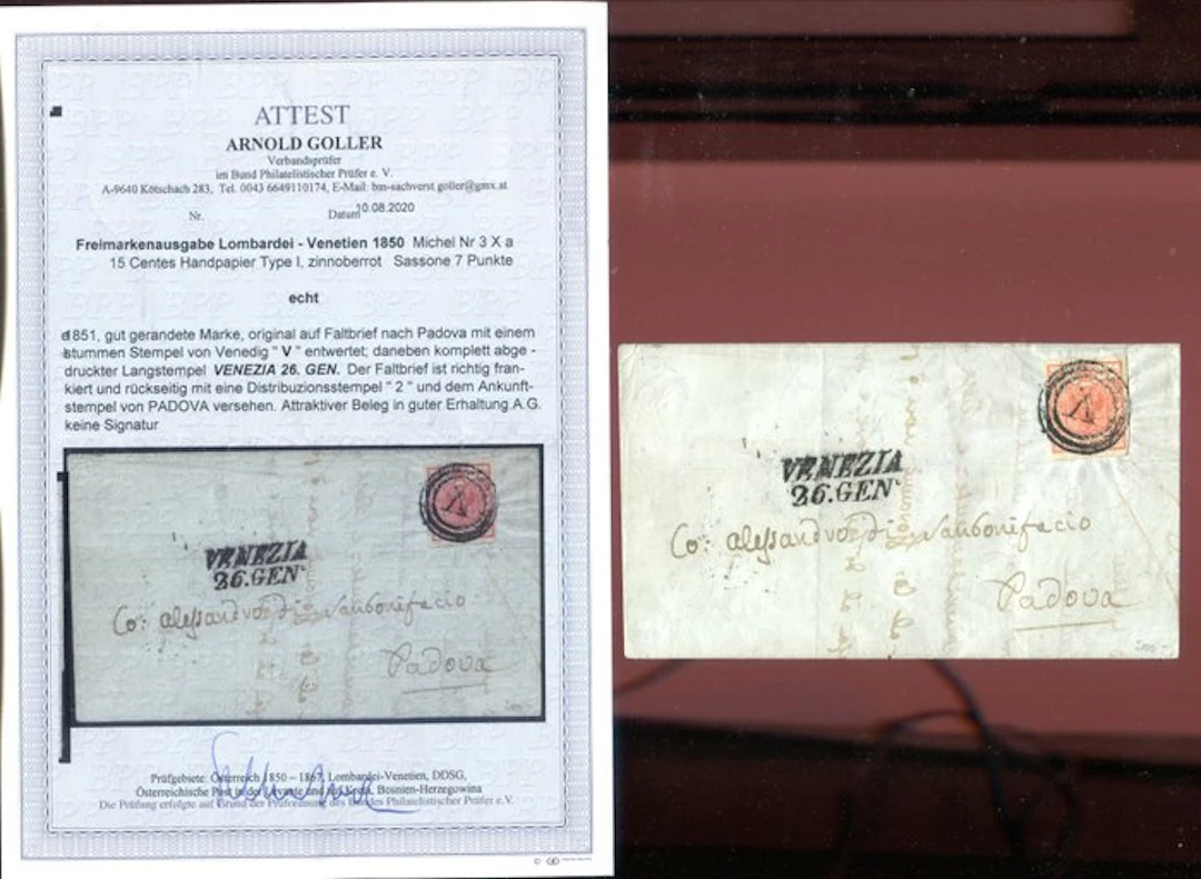 Italian Ancient States - Lombardo Veneto 1850 - Venice 'mute' postmark