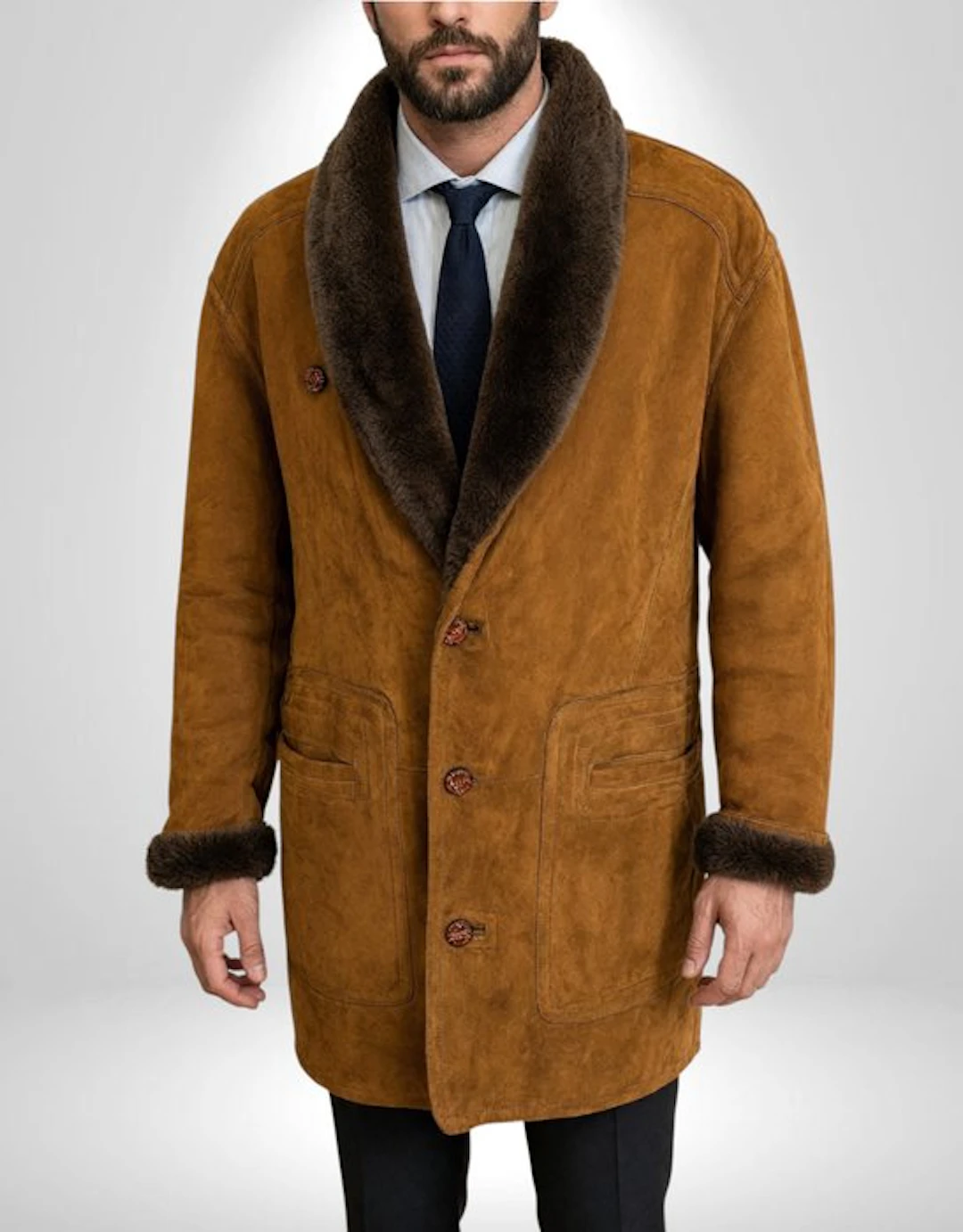 Original SHEARLING 100% Leather Exclusive Premium Aviator classic Coat Tg