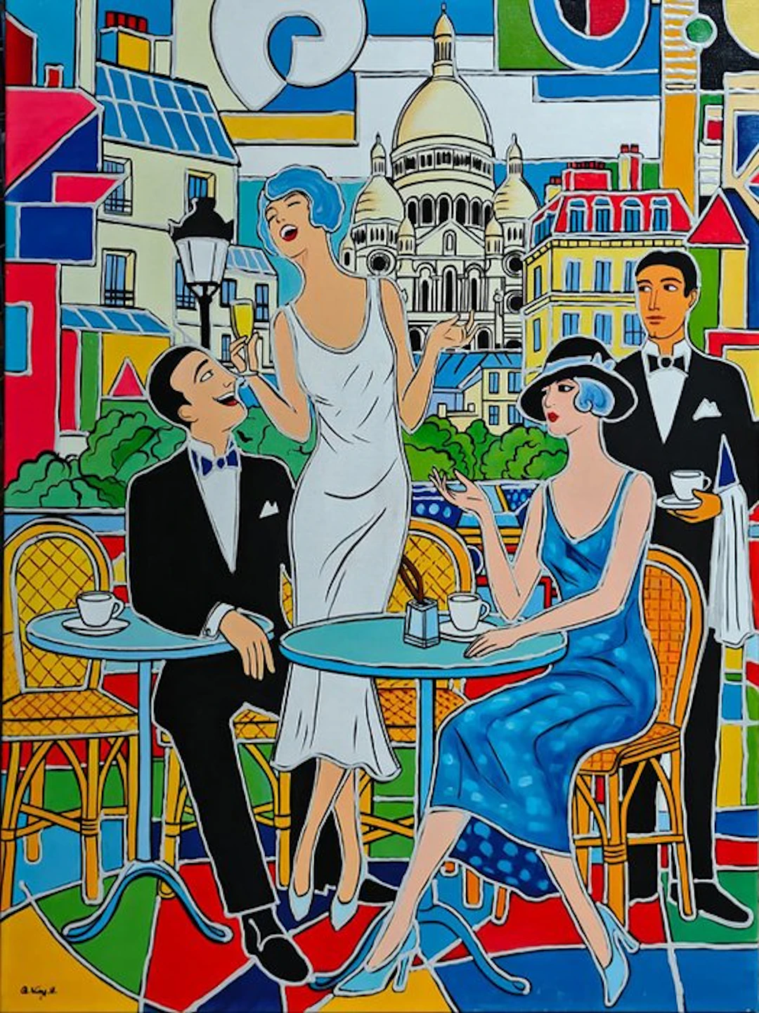 Q Wang 12 - Montmartre, un café au temps des Années folles