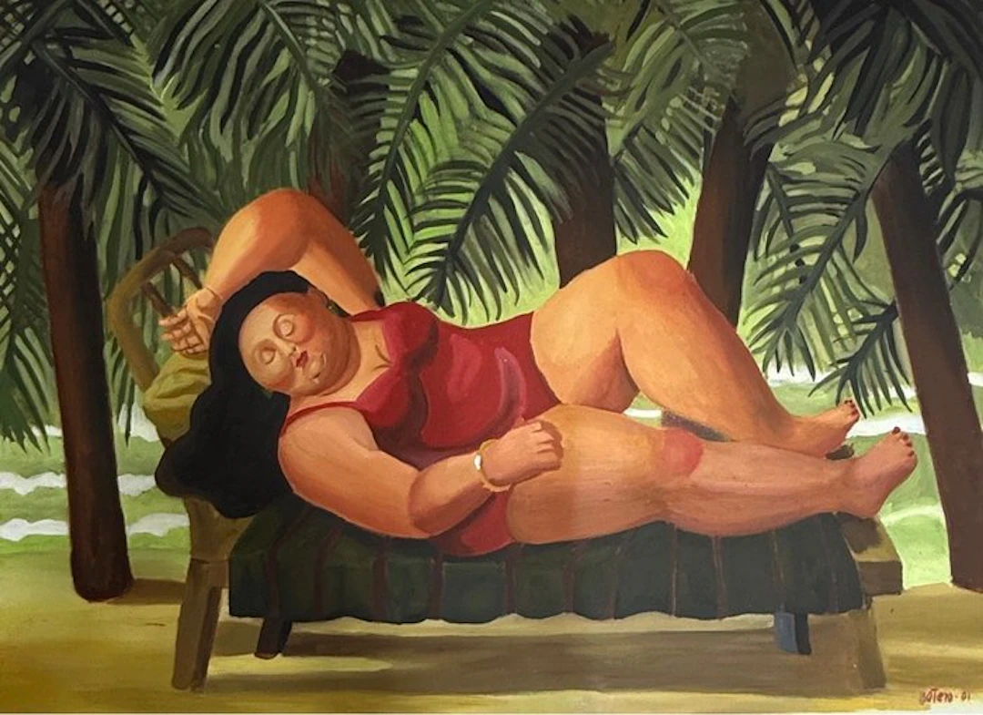 Tran Van khoa (1997) - Sieste tropicale 88 x 120 cm - Hommage Botero