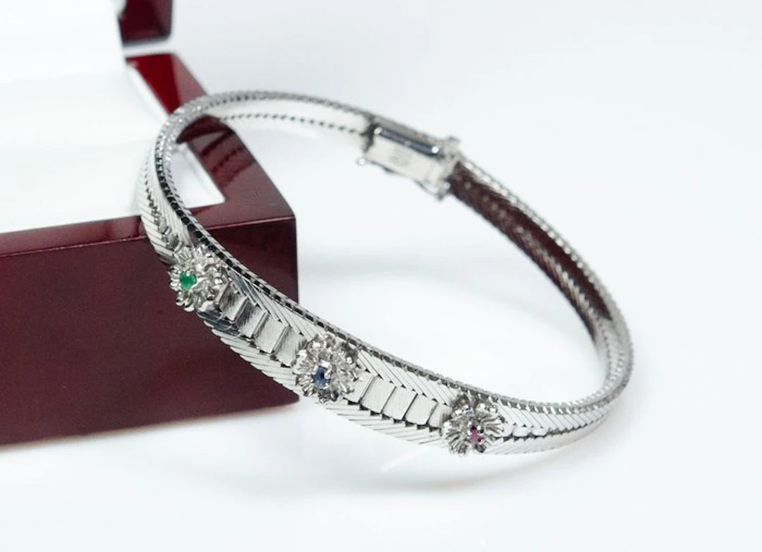No reserve price - Bracelet - 800 silver - sapphire - emerald - ruby