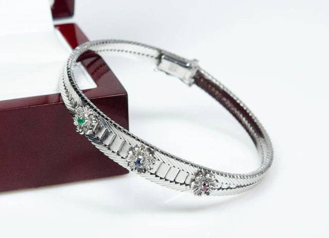 No reserve price - Bracelet - 800 silver - sapphire - emerald - ruby