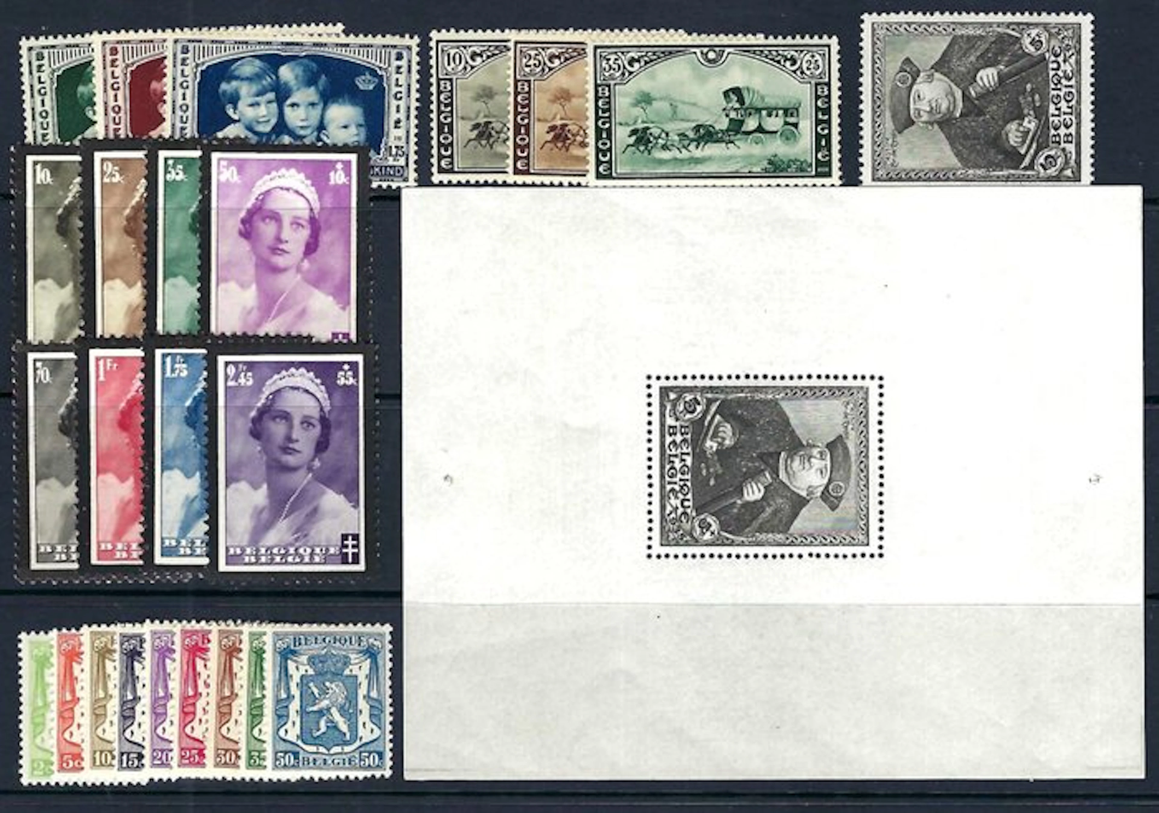 Belgium 1935 - the full annual edition with block and seal from the block