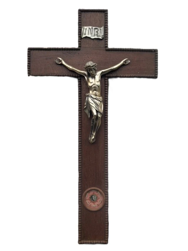 Carving, Altes Holzkreuz mit Gekreuzigten Jesus...