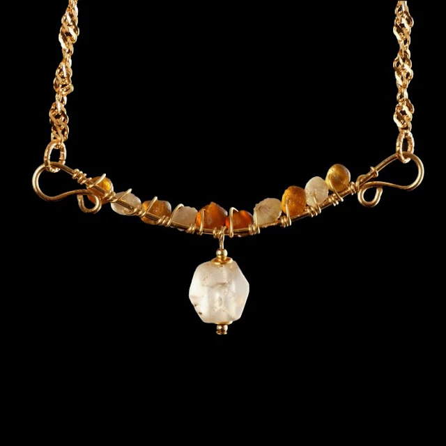 Ancient Roman Necklace with Amber-Coloured Roman Glass Beads