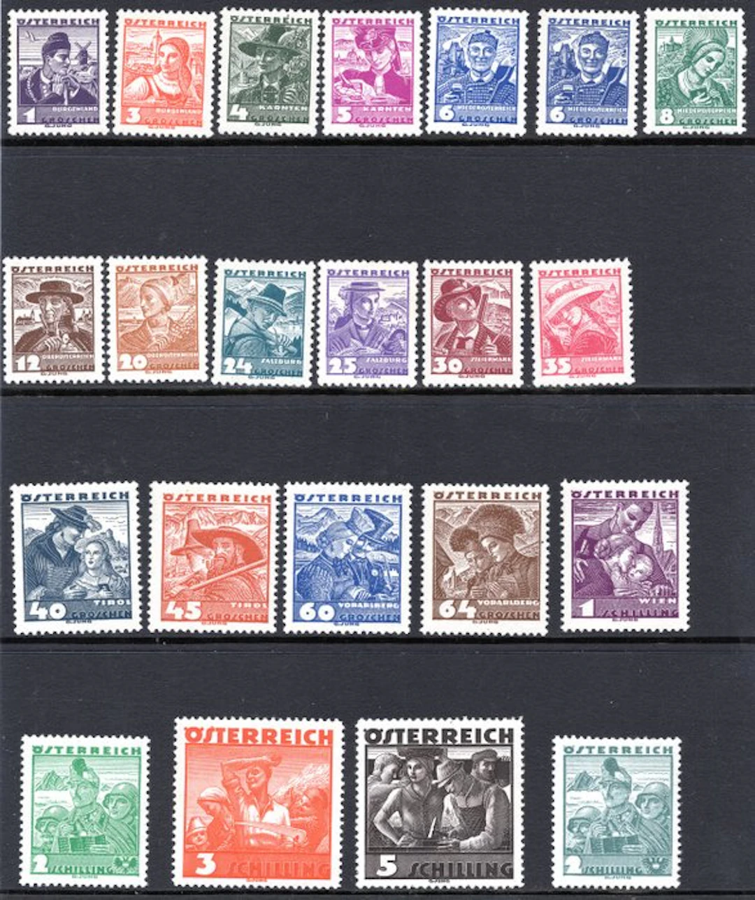 Austria 1934 - Austrian costumes - Free worldwide shipping* - Michel 567/587