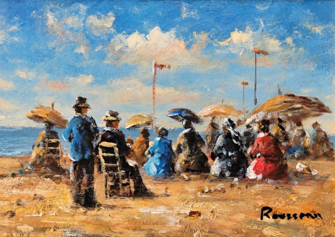 Camille Rousseau (1949) - Les élégantes à la plage ~...