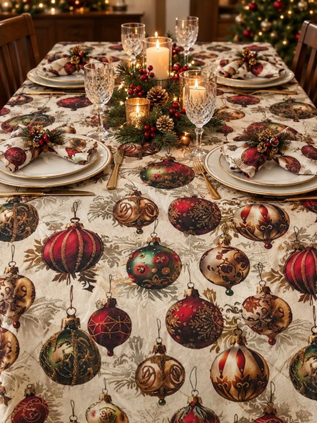 Christmas tree balls - 3D tablecloth - Tablecloth - 3 cm - 1.5 m