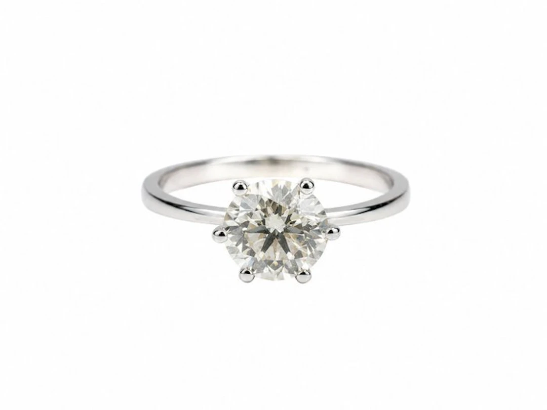 Engagement ring - 14 kt. White gold - 1.01ct. tw. Diamond (Natural)