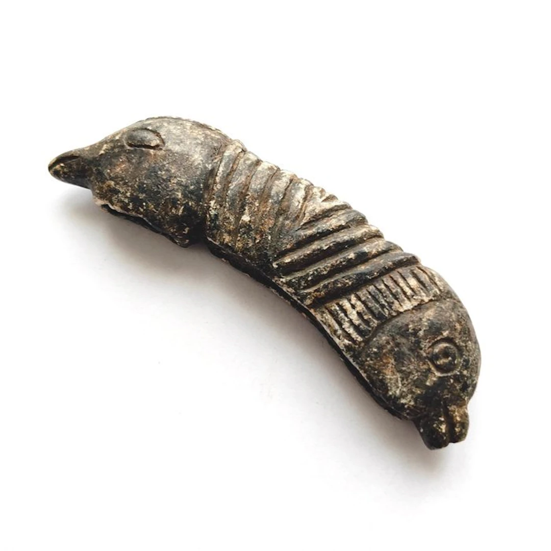 Ancient Western Asiatic Soapstone Double Bird Headed...