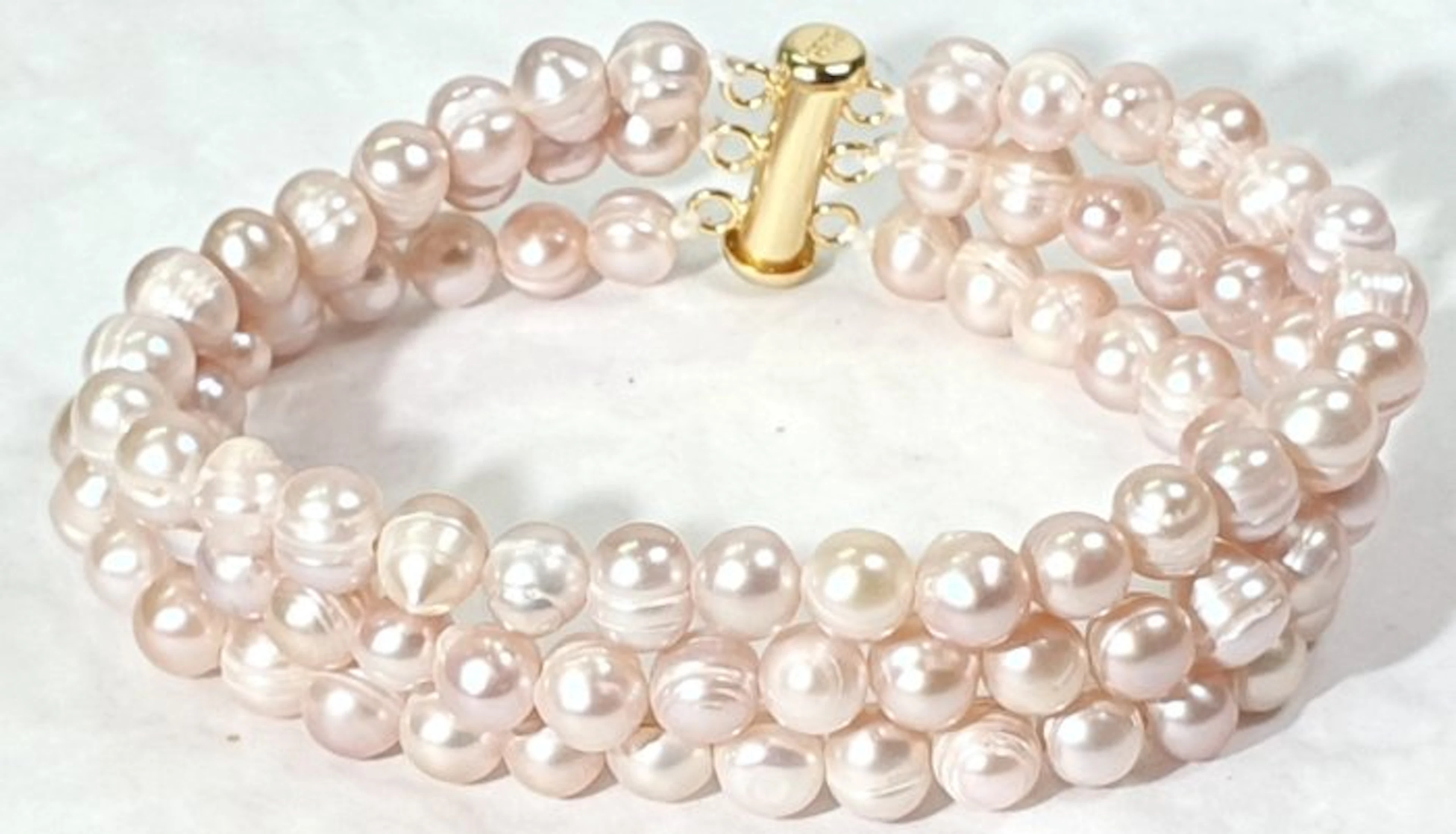 Natural freshwater pink pearls - 3 wraps - Calm...
