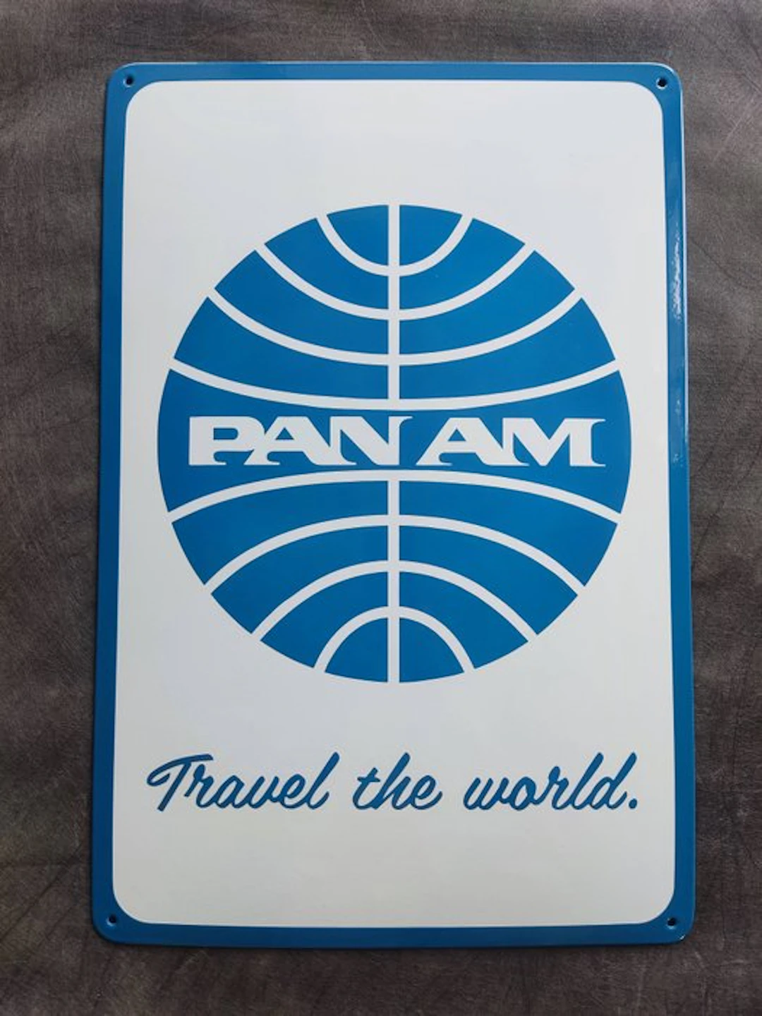Pan Am - Pan Am Travel the world enamel sign Pan American...