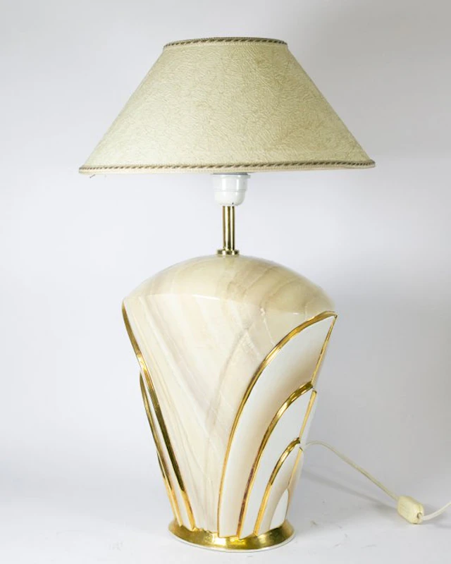Table lamp - Ceramic, Marbled ceramic and gold metal - 1980s
