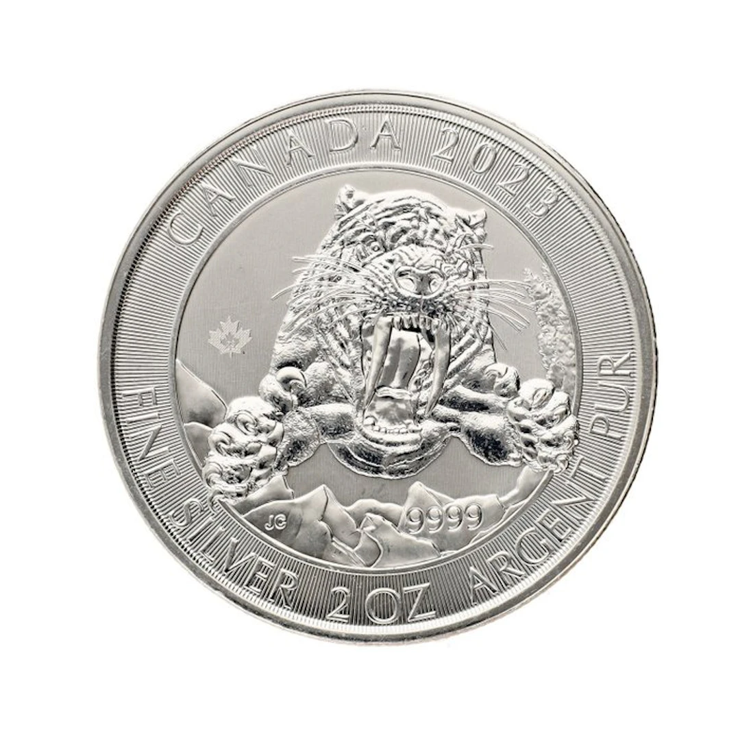 Canada. 10 Dollars 2022 - "Smilodon Sabre-Toothed Cat" 2 Oz (No reserve price)