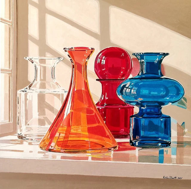 Antinio Perotti - Still Life oggetti in vetro trasparente