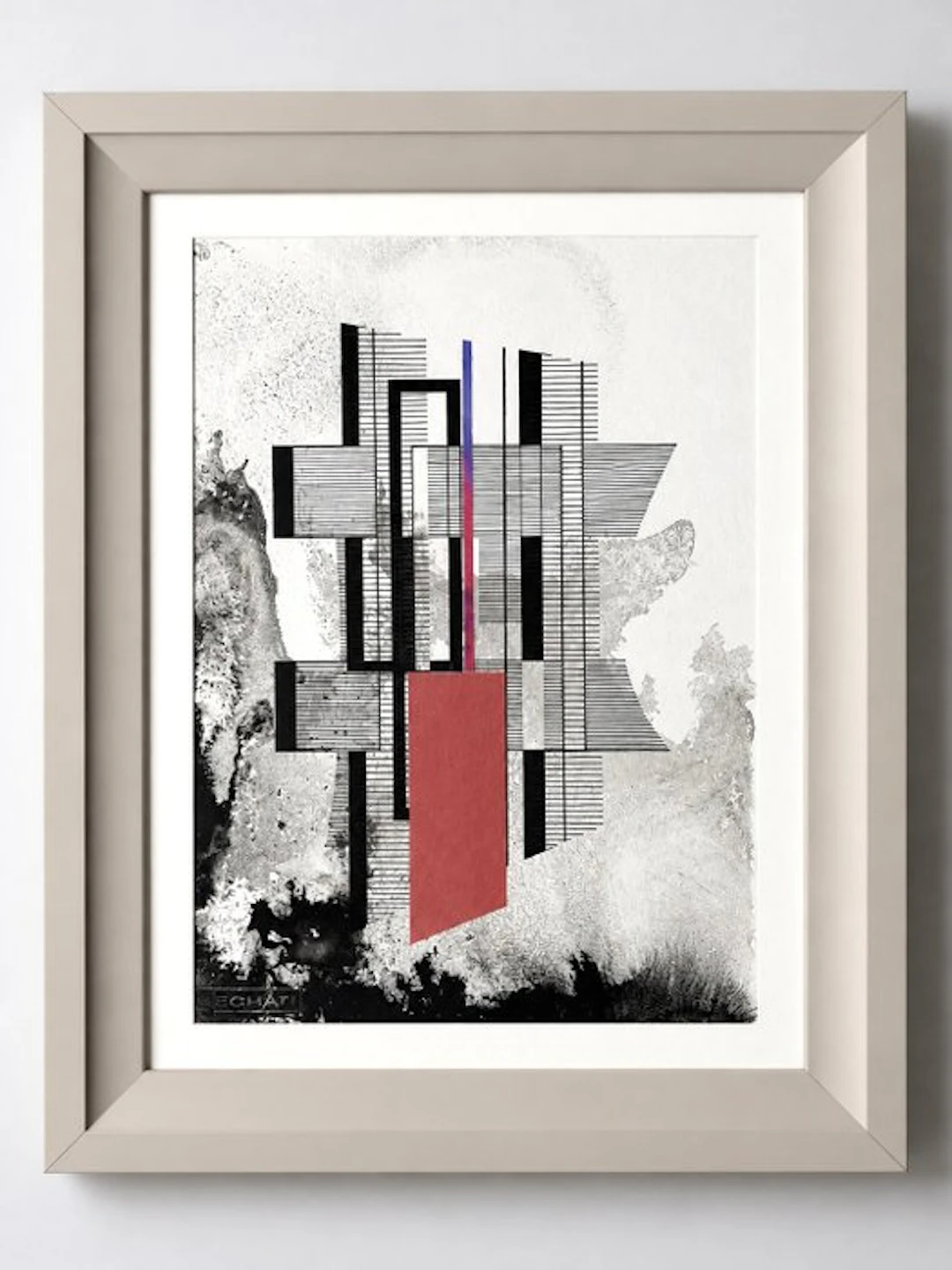 Eugène Eechaut (1928-2019) - Abstract ink composition - framed