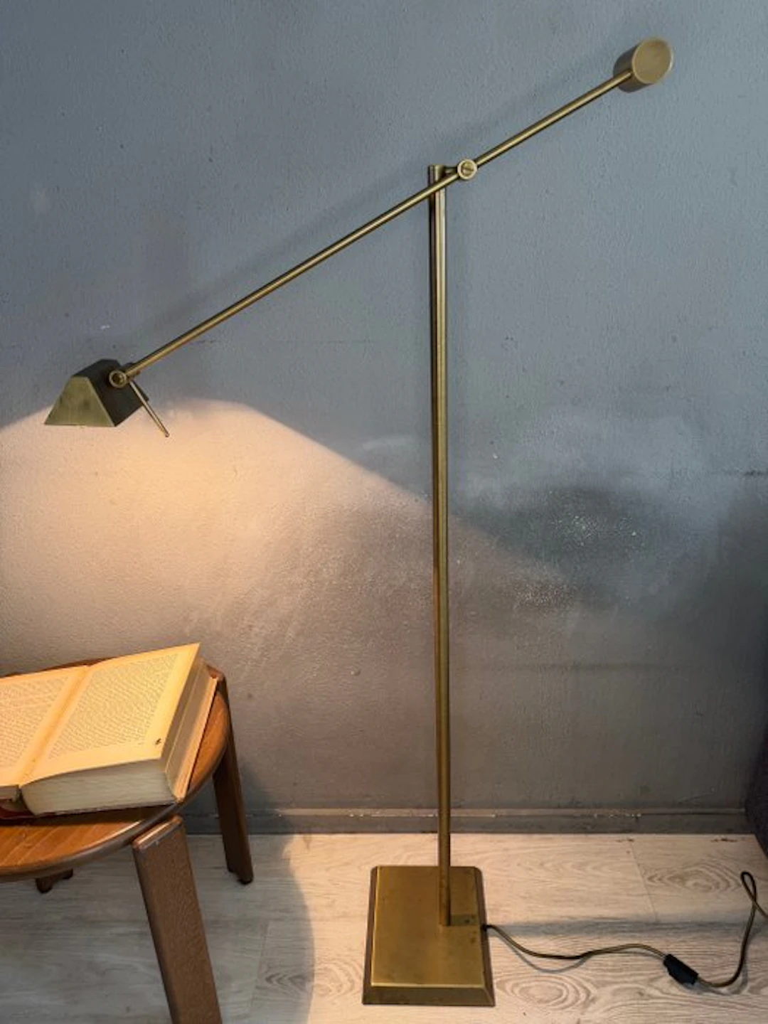 Hillebrand - Floor lamp - Brass, Glass, Metal - Chique vintage high-end