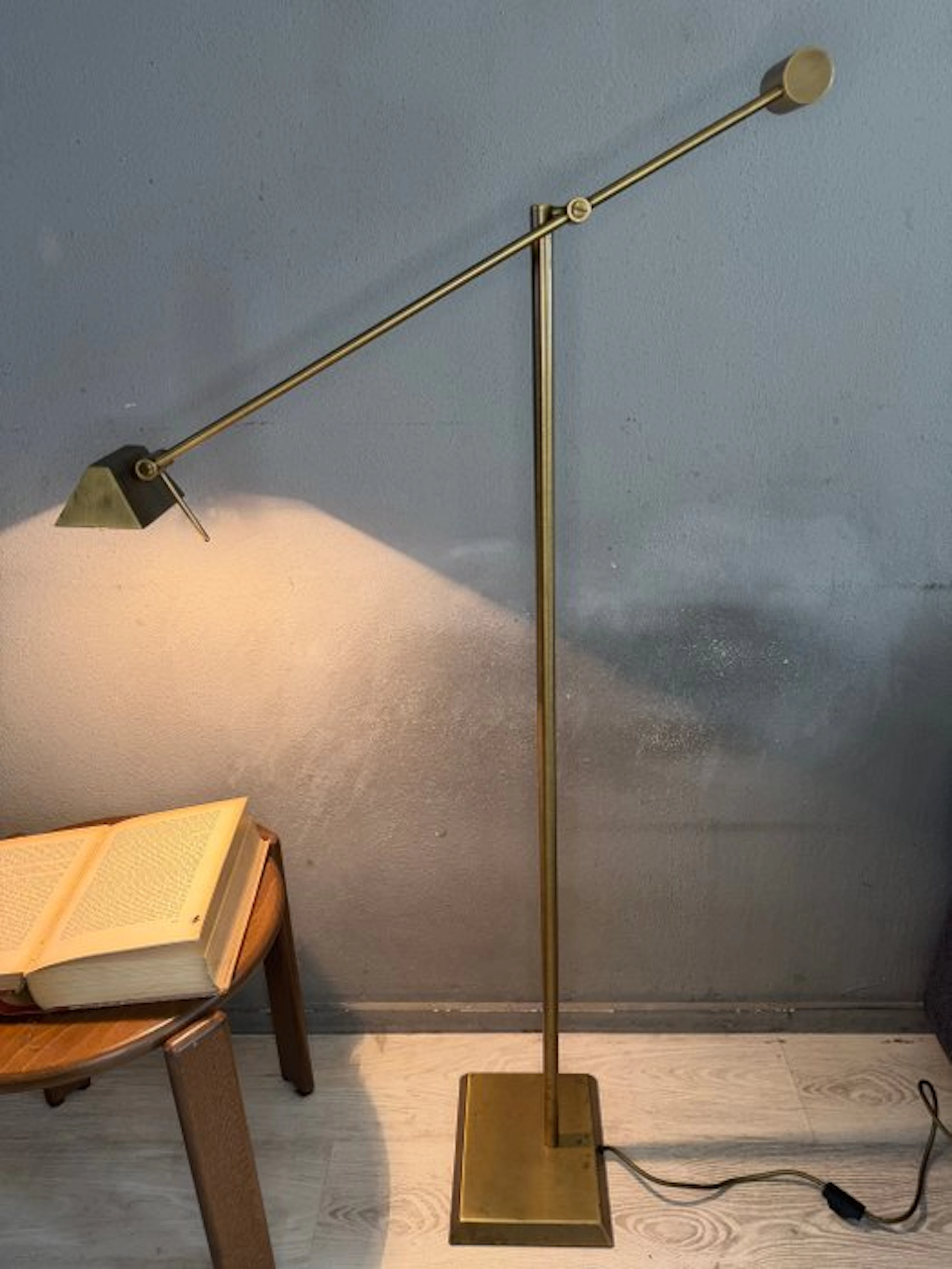 Hillebrand - Floor lamp - Brass, Glass, Metal - Chique vintage high-end